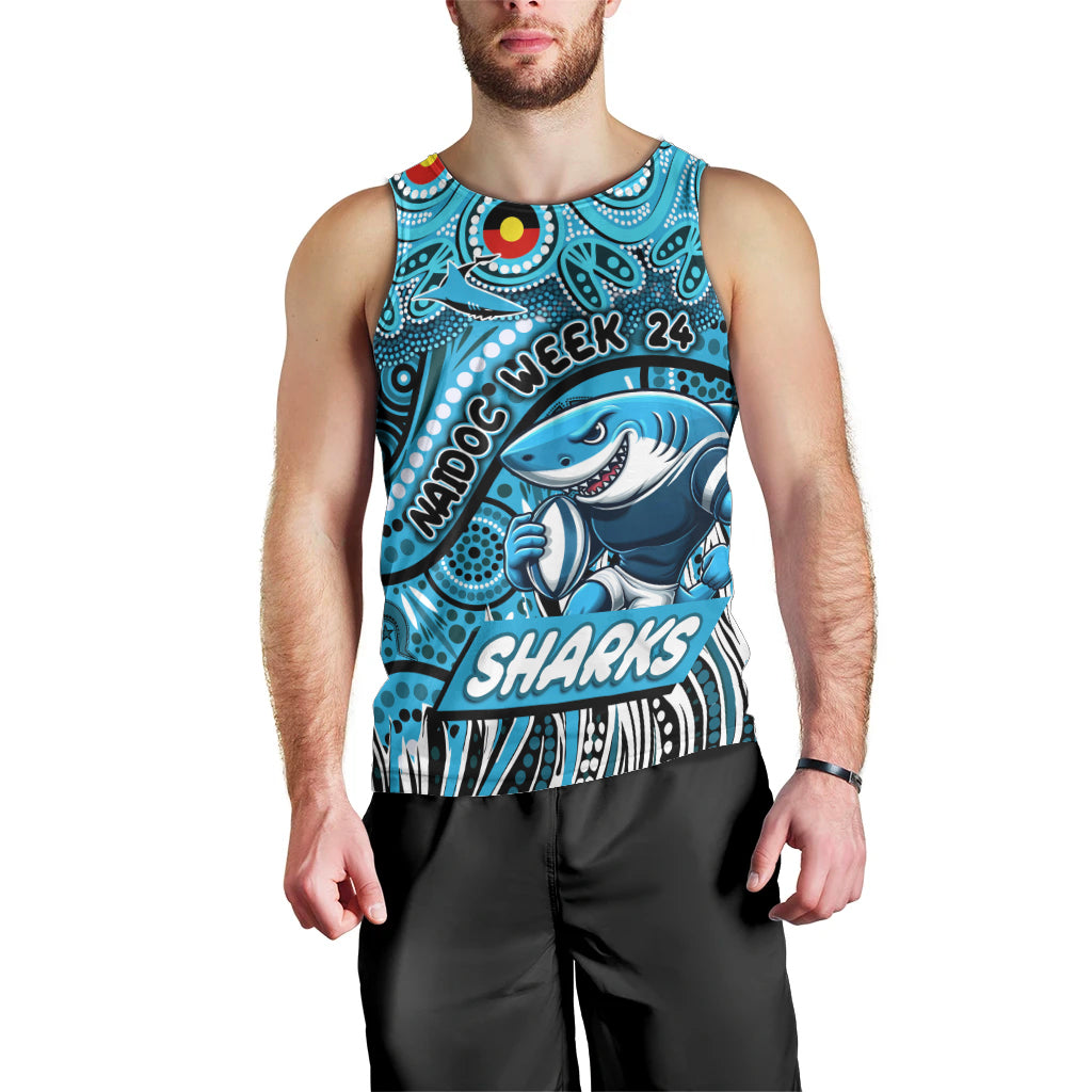 Custom Australia NAIDOC Week 2024 Men Tank Top Sharks Mascot Keep The Fire Burning - Vibe Hoodie Shop
