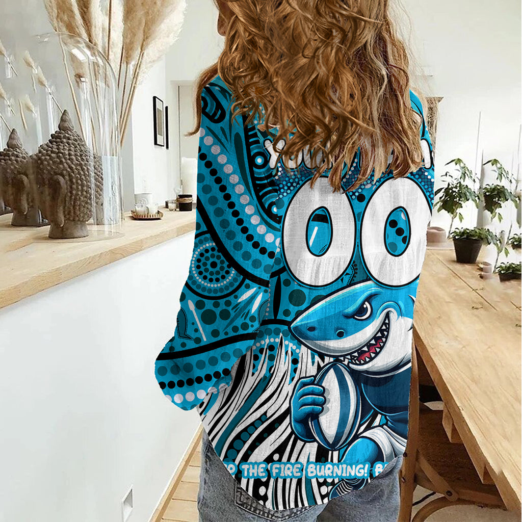 Custom Australia NAIDOC Week 2024 Women Casual Shirt Sharks Mascot Keep The Fire Burning - Vibe Hoodie Shop