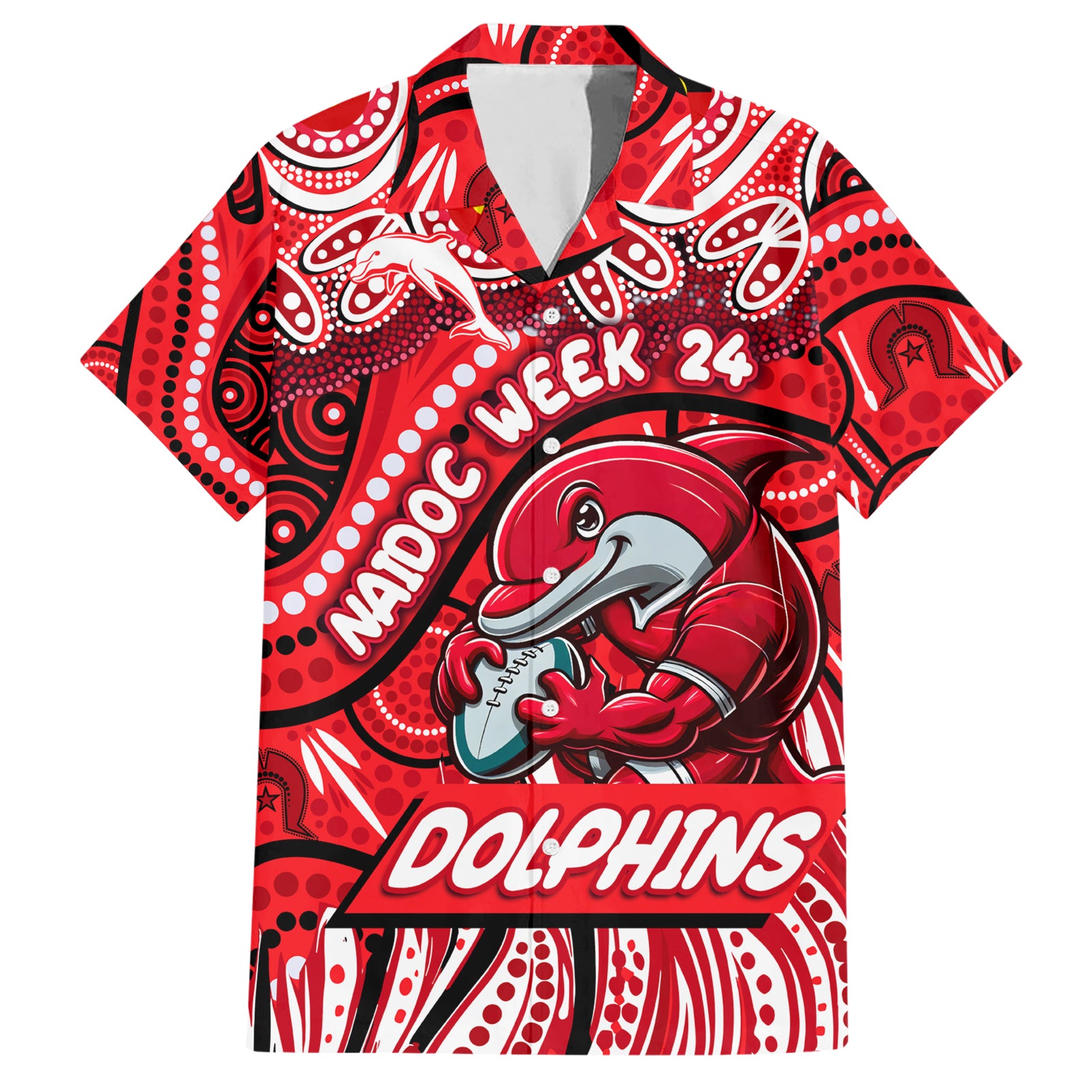 Custom Australia NAIDOC Week 2024 Hawaiian Shirt Dolphins Mascot Keep The Fire Burning - Vibe Hoodie Shop