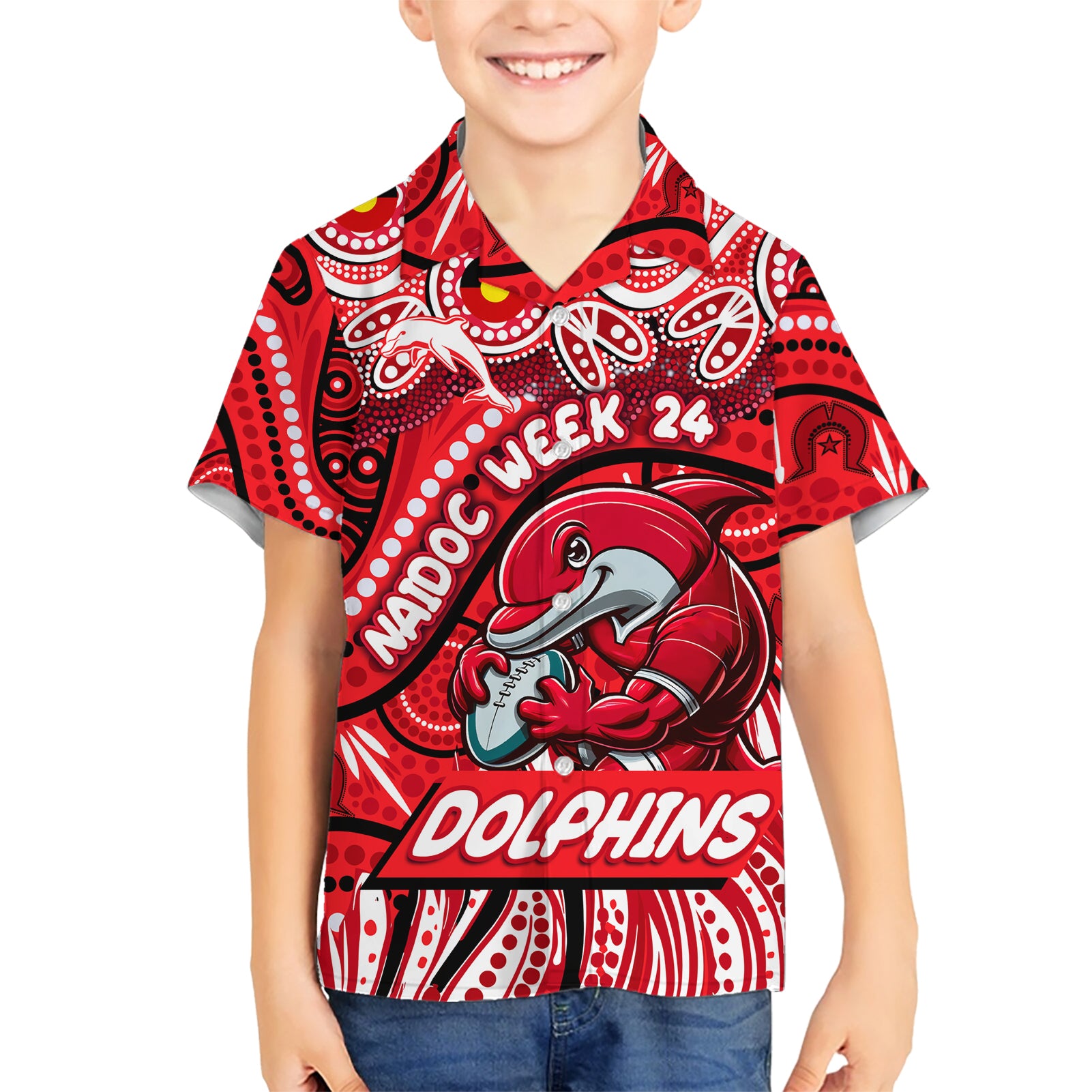 Custom Australia NAIDOC Week 2024 Hawaiian Shirt Dolphins Mascot Keep The Fire Burning - Vibe Hoodie Shop