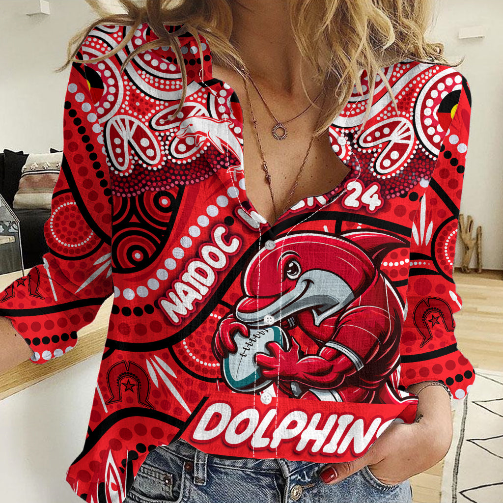 Custom Australia NAIDOC Week 2024 Women Casual Shirt Dolphins Mascot Keep The Fire Burning - Vibe Hoodie Shop