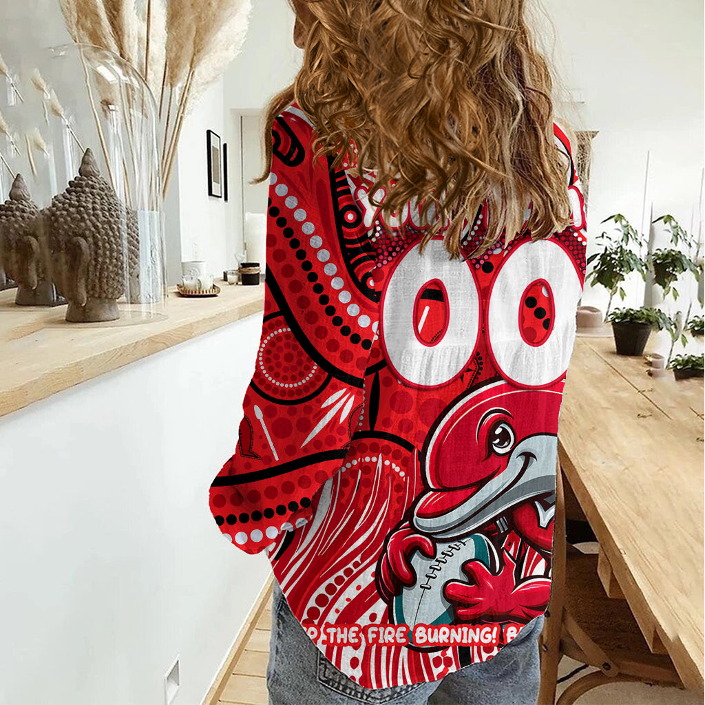 Custom Australia NAIDOC Week 2024 Women Casual Shirt Dolphins Mascot Keep The Fire Burning - Vibe Hoodie Shop