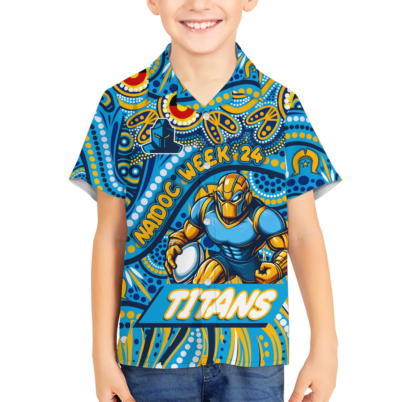 Custom Australia NAIDOC Week 2024 Hawaiian Shirt Titans Mascot Keep The Fire Burning - Vibe Hoodie Shop