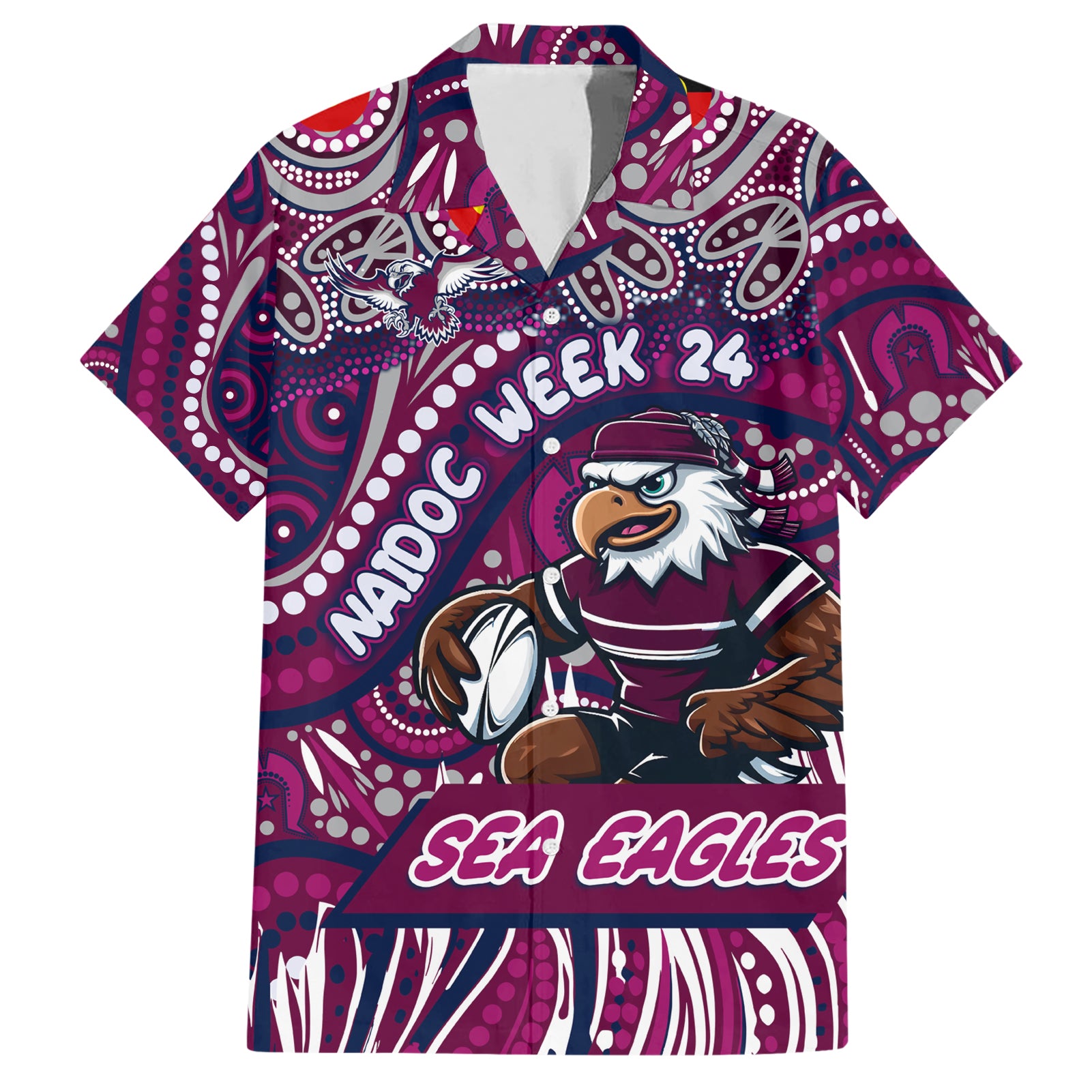 Custom Australia NAIDOC Week 2024 Hawaiian Shirt Sea Eagles Mascot Keep The Fire Burning - Vibe Hoodie Shop