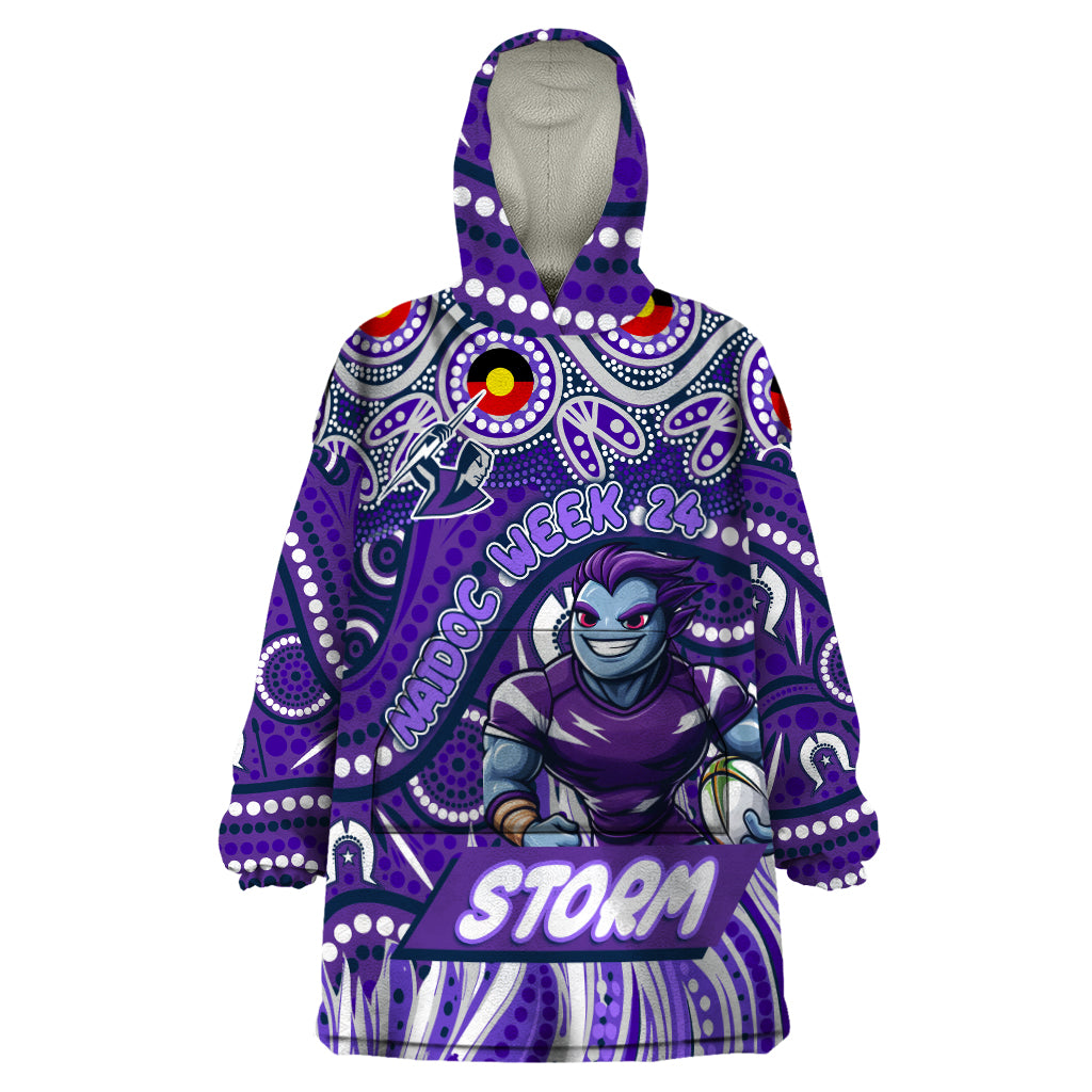 Custom Australia NAIDOC Week 2024 Wearable Blanket Hoodie Melbourne Storm Mascot Keep The Fire Burning - Vibe Hoodie Shop