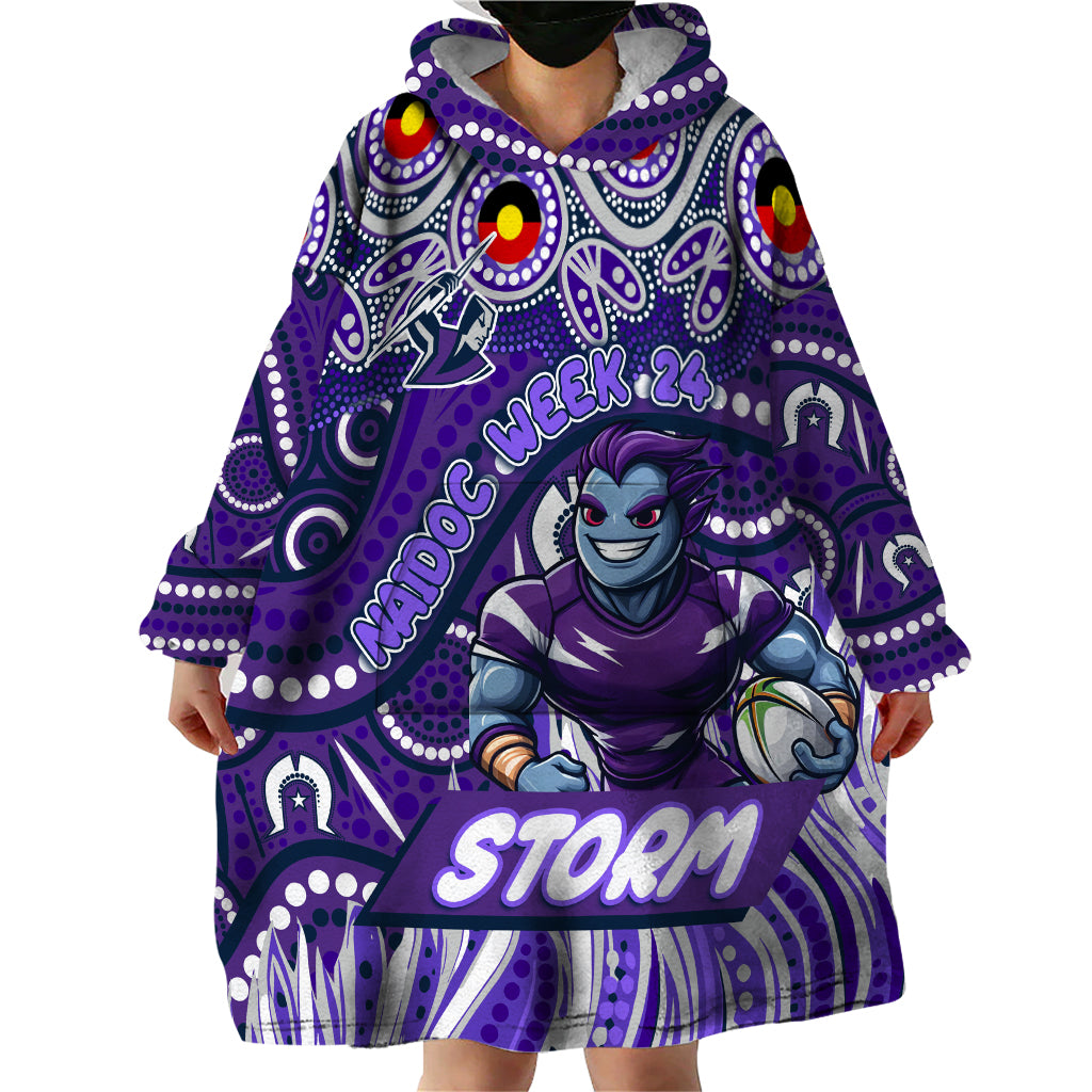 Custom Australia NAIDOC Week 2024 Wearable Blanket Hoodie Melbourne Storm Mascot Keep The Fire Burning - Vibe Hoodie Shop