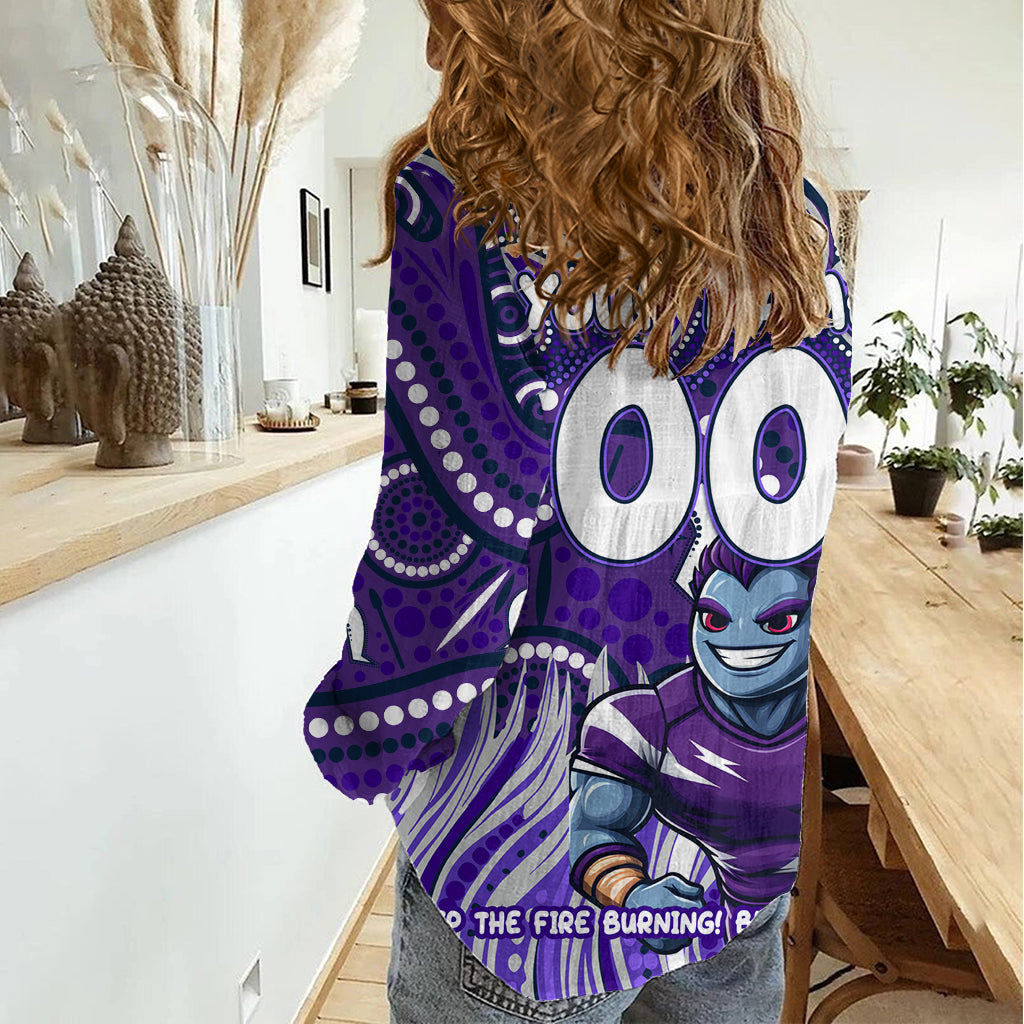 Custom Australia NAIDOC Week 2024 Women Casual Shirt Melbourne Storm Mascot Keep The Fire Burning - Vibe Hoodie Shop