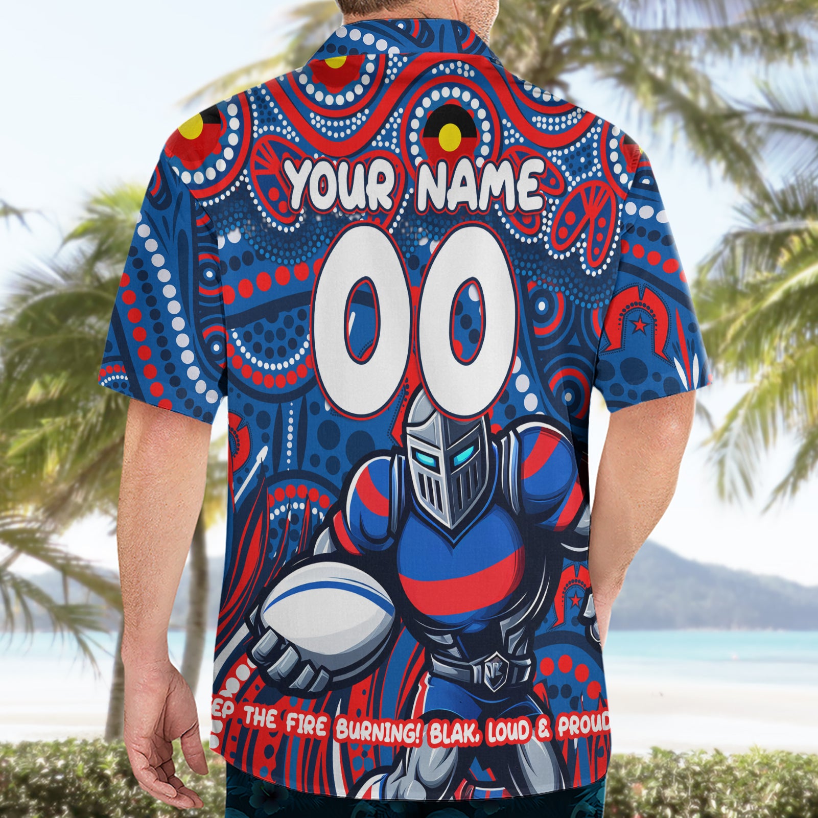 Custom Australia NAIDOC Week 2024 Hawaiian Shirt Newcastle Knights Mascot Keep The Fire Burning - Vibe Hoodie Shop