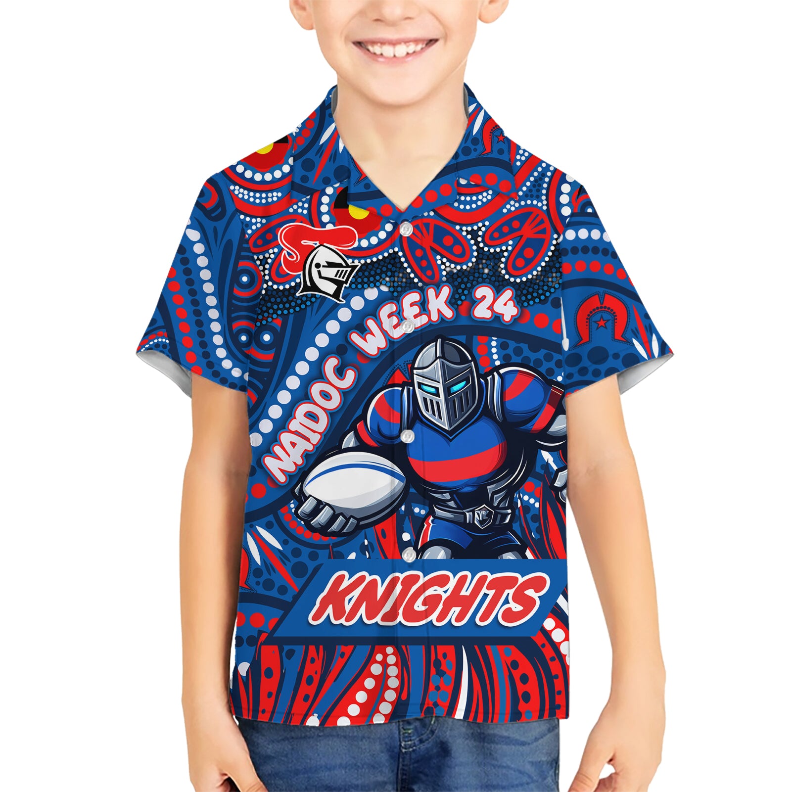 Custom Australia NAIDOC Week 2024 Hawaiian Shirt Newcastle Knights Mascot Keep The Fire Burning - Vibe Hoodie Shop