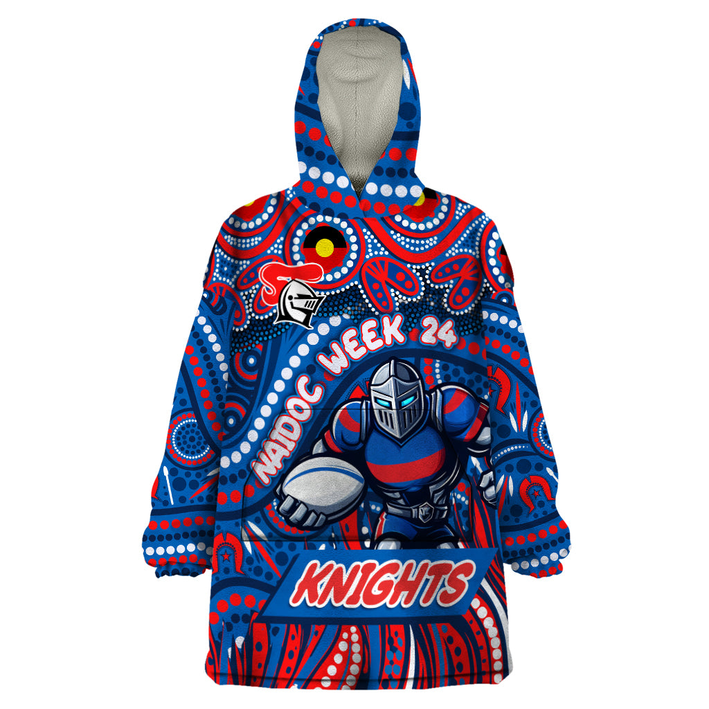 Custom Australia NAIDOC Week 2024 Wearable Blanket Hoodie Newcastle Knights Mascot Keep The Fire Burning - Vibe Hoodie Shop