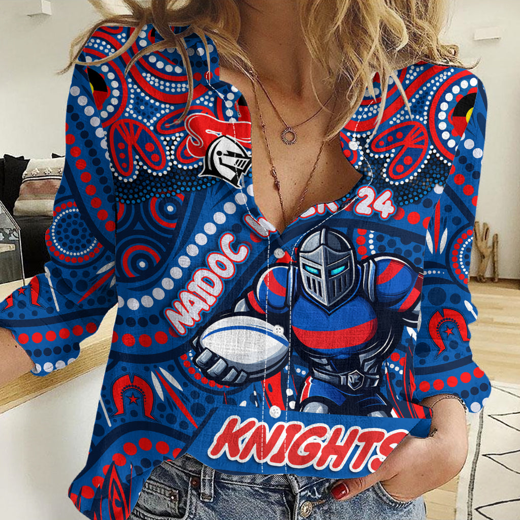 Custom Australia NAIDOC Week 2024 Women Casual Shirt Newcastle Knights Mascot Keep The Fire Burning - Vibe Hoodie Shop