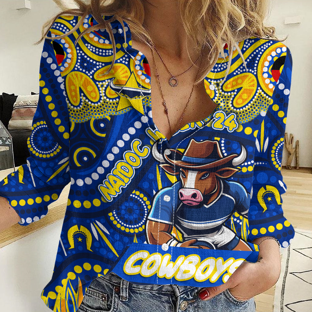Custom Australia NAIDOC Week 2024 Women Casual Shirt Cowboys Mascot Keep The Fire Burning - Vibe Hoodie Shop