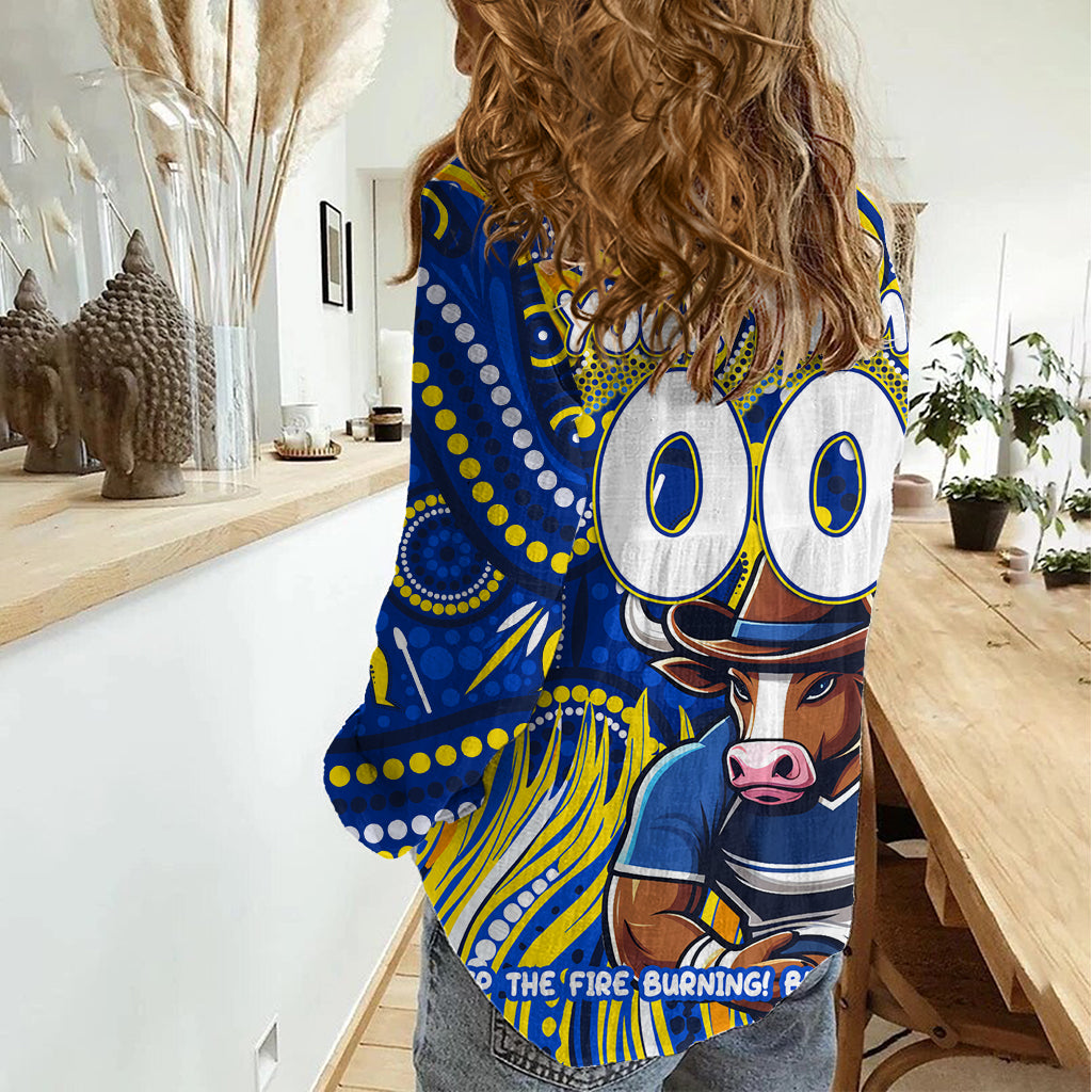 Custom Australia NAIDOC Week 2024 Women Casual Shirt Cowboys Mascot Keep The Fire Burning - Vibe Hoodie Shop