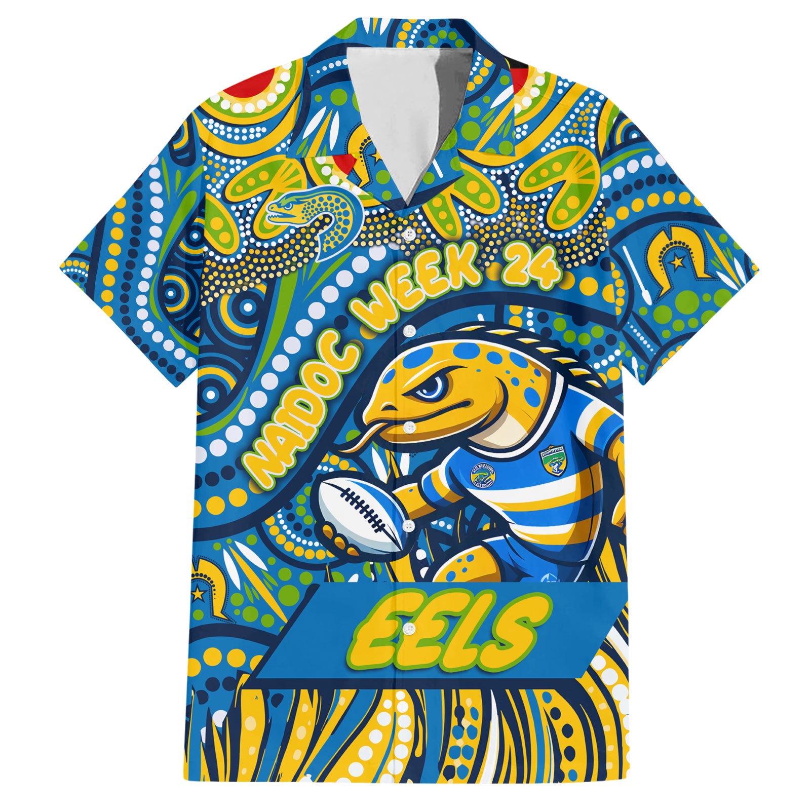 Custom Australia NAIDOC Week 2024 Hawaiian Shirt Parramatta Eels Mascot Keep The Fire Burning - Vibe Hoodie Shop