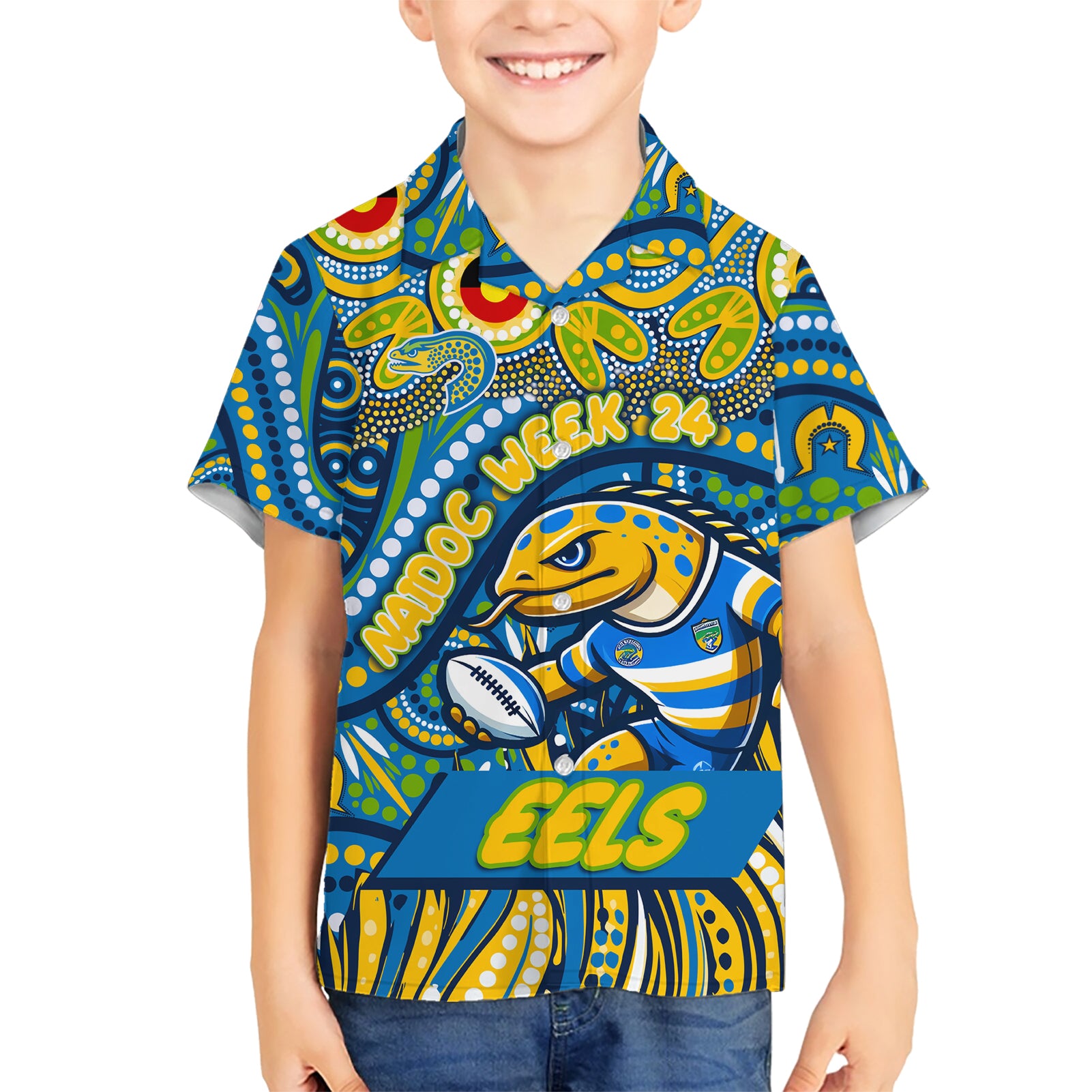 Custom Australia NAIDOC Week 2024 Hawaiian Shirt Parramatta Eels Mascot Keep The Fire Burning - Vibe Hoodie Shop