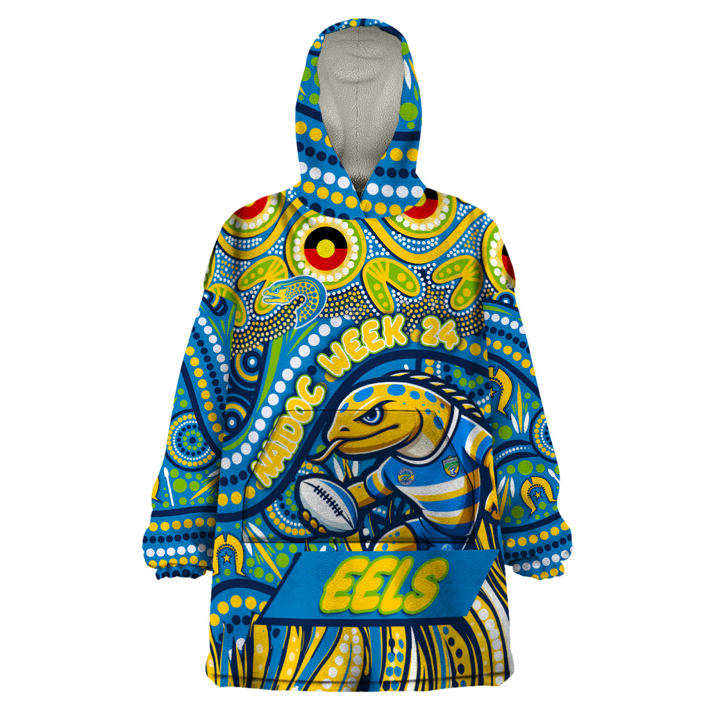 Custom Australia NAIDOC Week 2024 Wearable Blanket Hoodie Parramatta Eels Mascot Keep The Fire Burning - Vibe Hoodie Shop