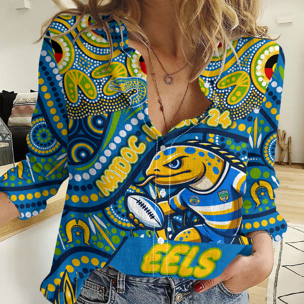 Custom Australia NAIDOC Week 2024 Women Casual Shirt Parramatta Eels Mascot Keep The Fire Burning - Vibe Hoodie Shop
