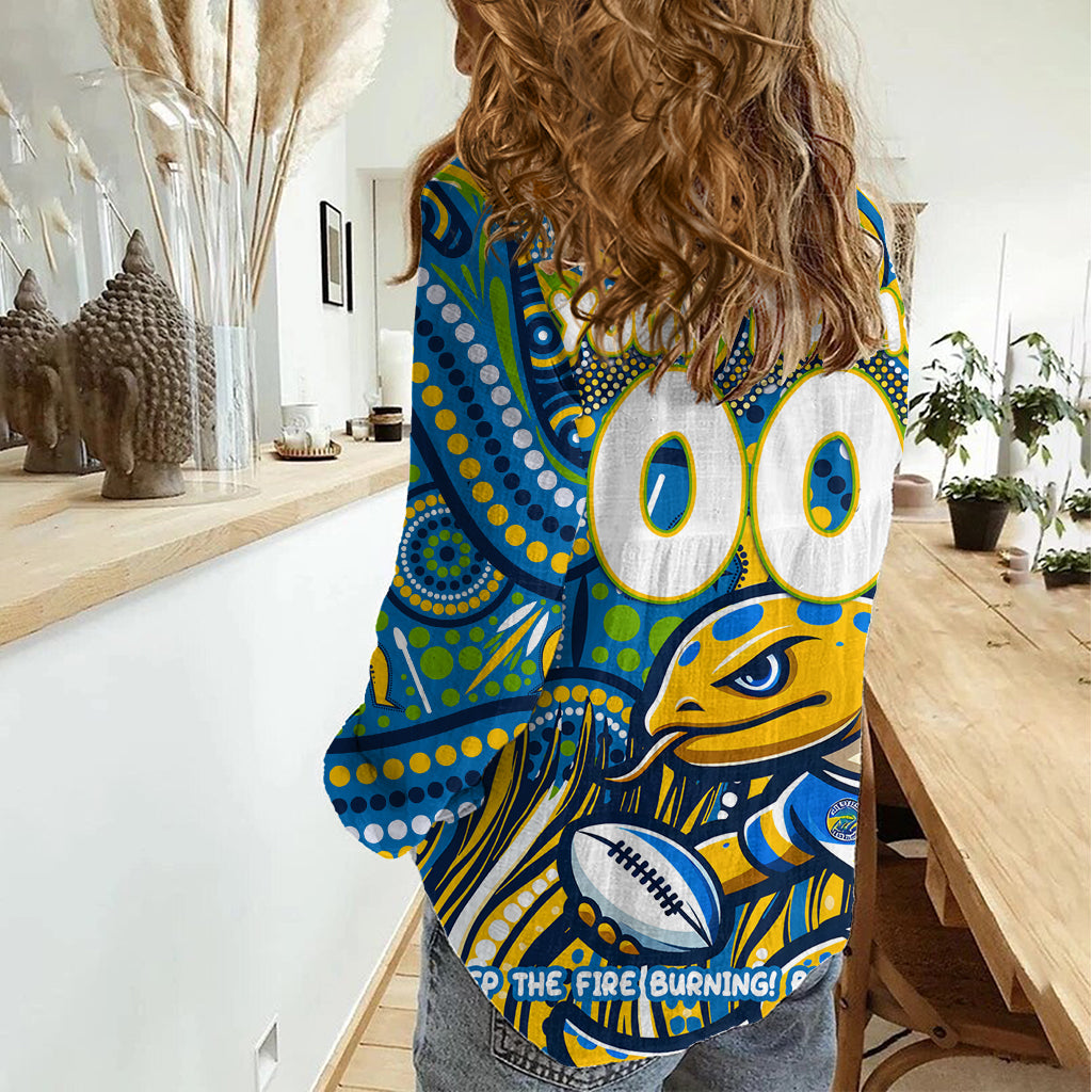 Custom Australia NAIDOC Week 2024 Women Casual Shirt Parramatta Eels Mascot Keep The Fire Burning - Vibe Hoodie Shop