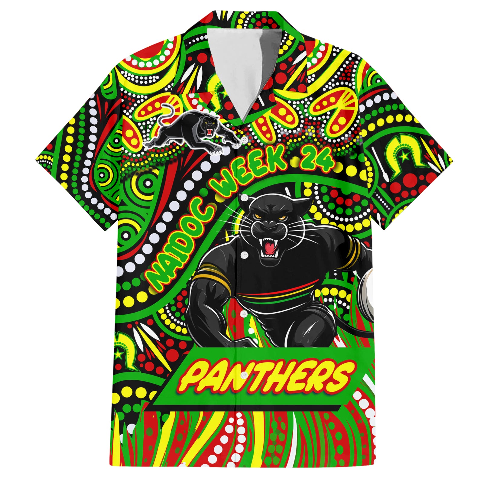 Custom Australia NAIDOC Week 2024 Hawaiian Shirt Penrith Panthers Mascot Keep The Fire Burning - Vibe Hoodie Shop