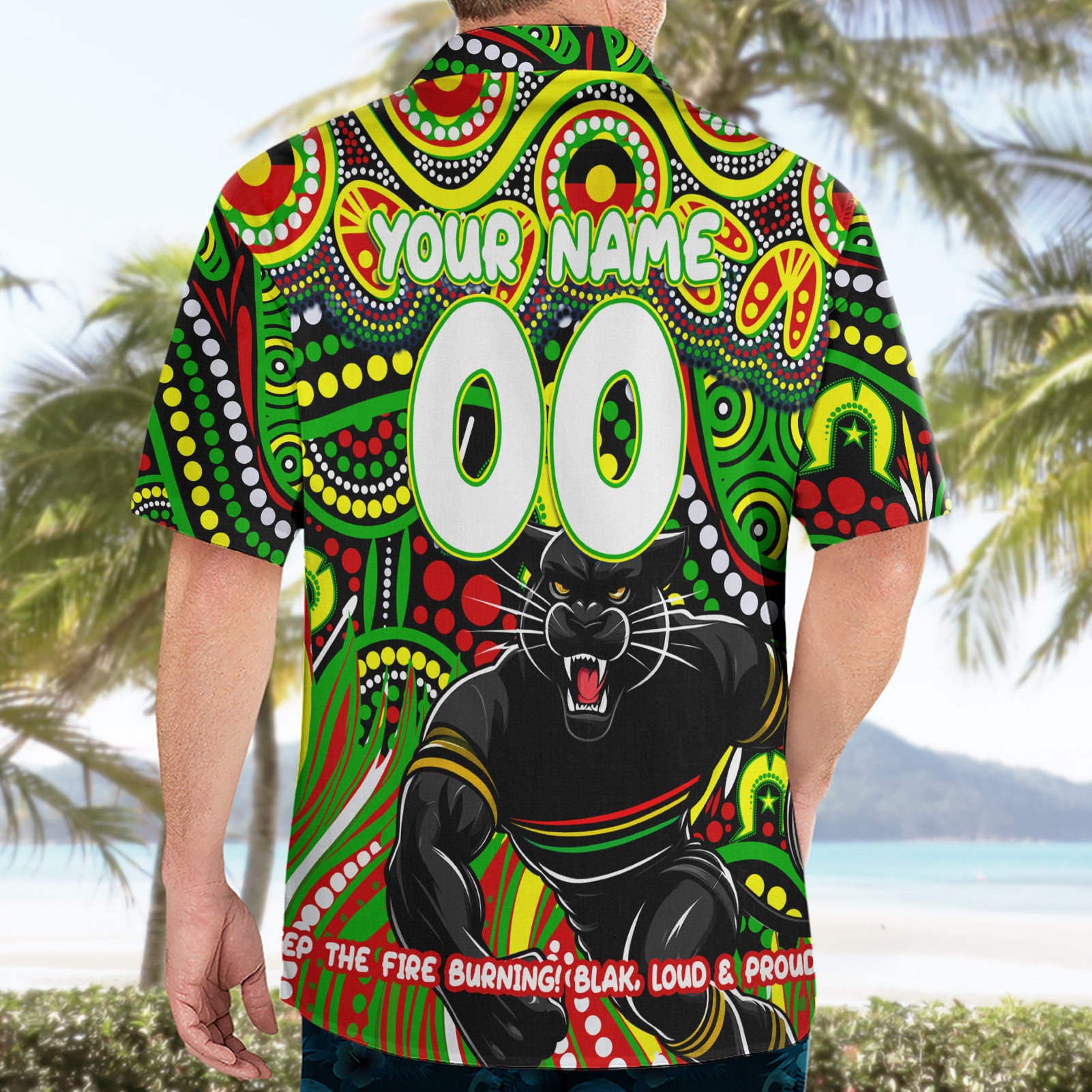 Custom Australia NAIDOC Week 2024 Hawaiian Shirt Penrith Panthers Mascot Keep The Fire Burning - Vibe Hoodie Shop