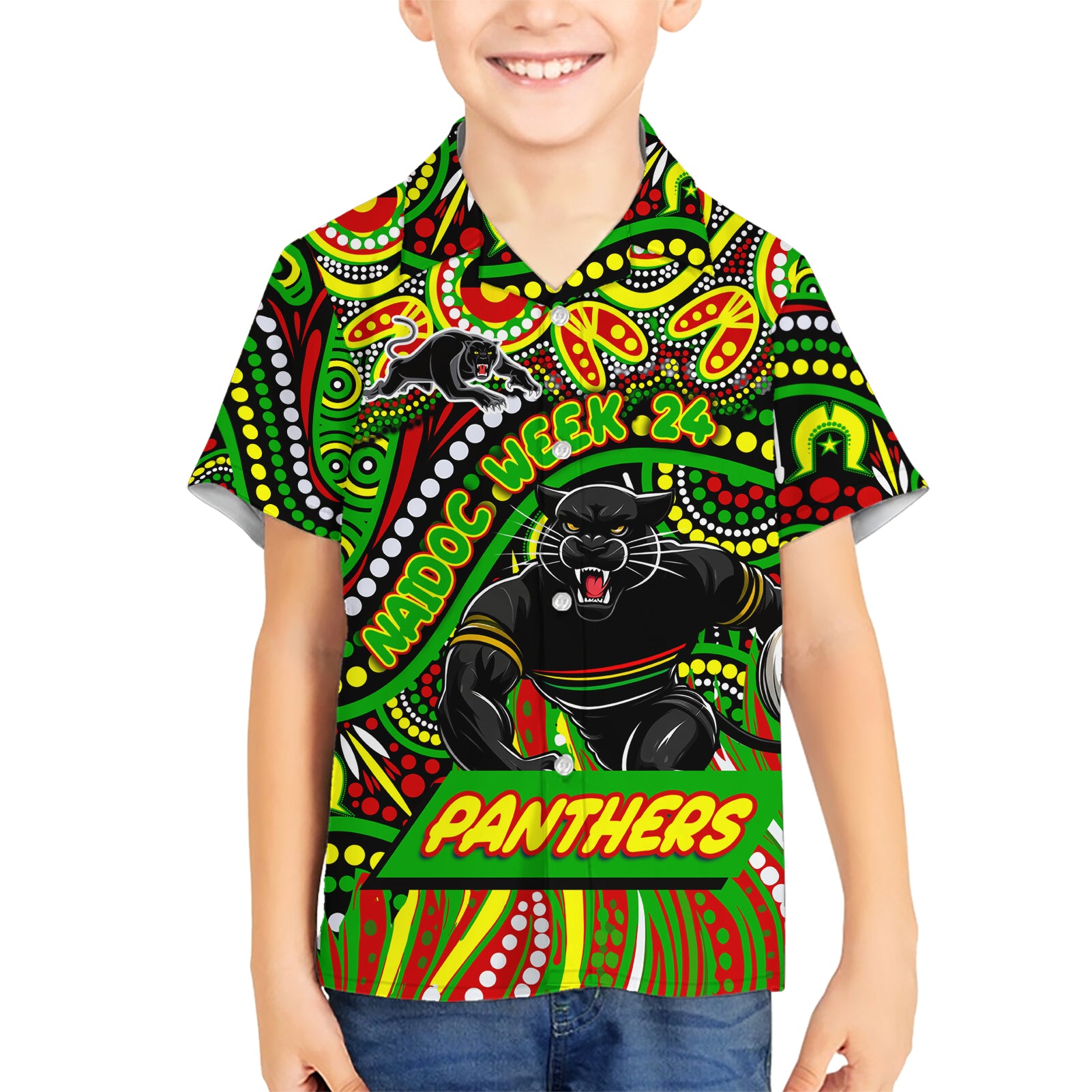 Custom Australia NAIDOC Week 2024 Hawaiian Shirt Penrith Panthers Mascot Keep The Fire Burning - Vibe Hoodie Shop