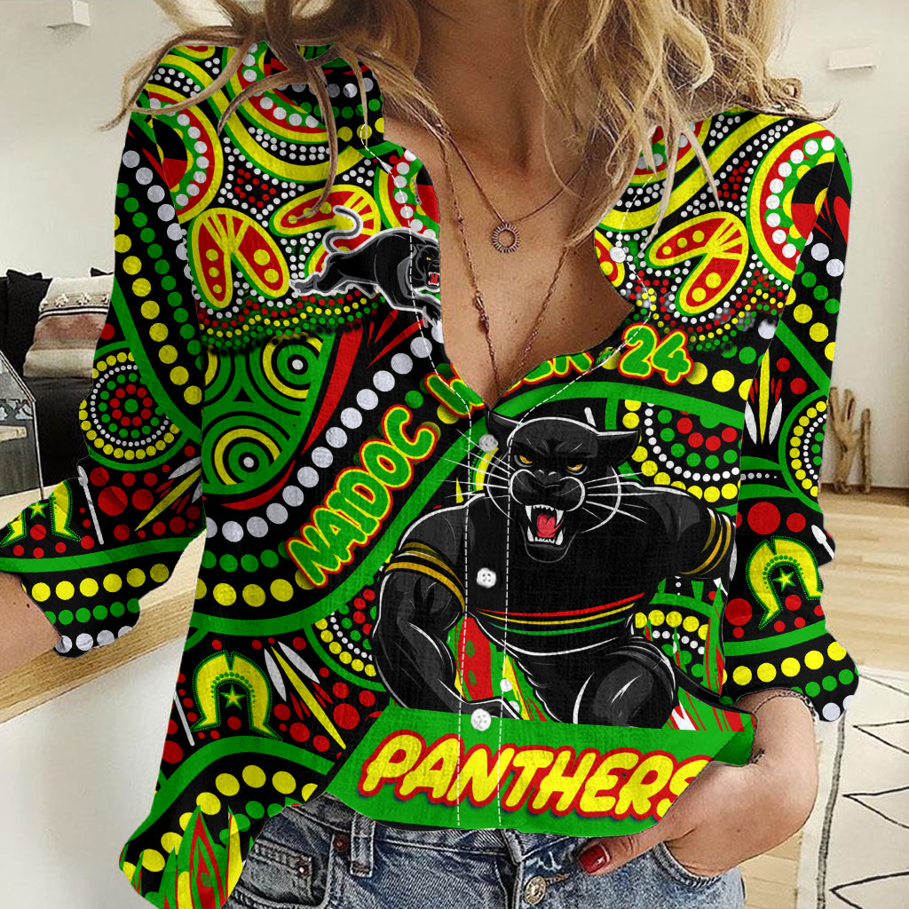 Custom Australia NAIDOC Week 2024 Women Casual Shirt Penrith Panthers Mascot Keep The Fire Burning - Vibe Hoodie Shop