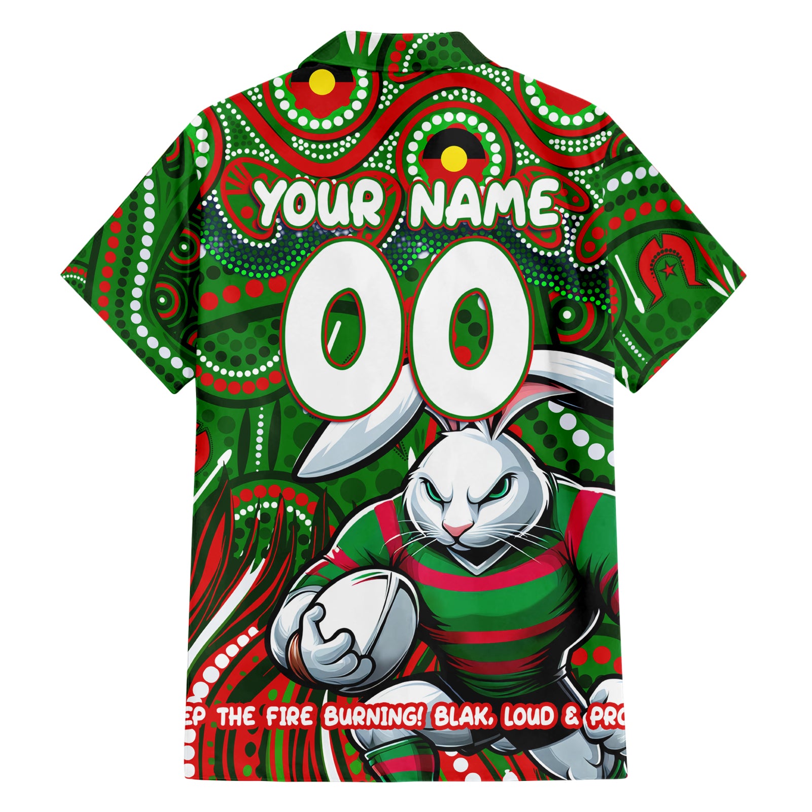 Custom Australia NAIDOC Week 2024 Hawaiian Shirt Rabbitohs Mascot Keep The Fire Burning - Vibe Hoodie Shop