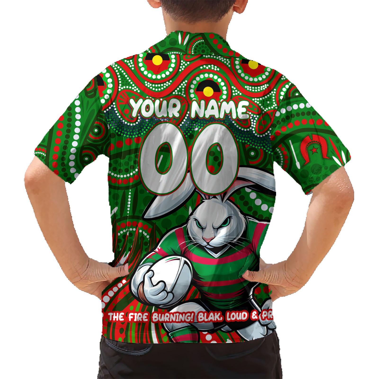 Custom Australia NAIDOC Week 2024 Hawaiian Shirt Rabbitohs Mascot Keep The Fire Burning - Vibe Hoodie Shop