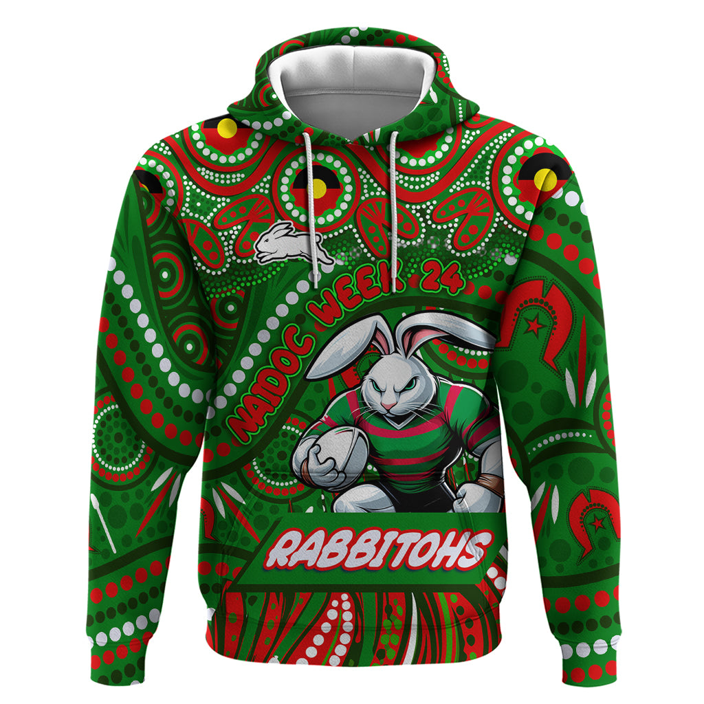 Custom Australia NAIDOC Week 2024 Hoodie Rabbitohs Mascot Keep The Fire Burning - Vibe Hoodie Shop