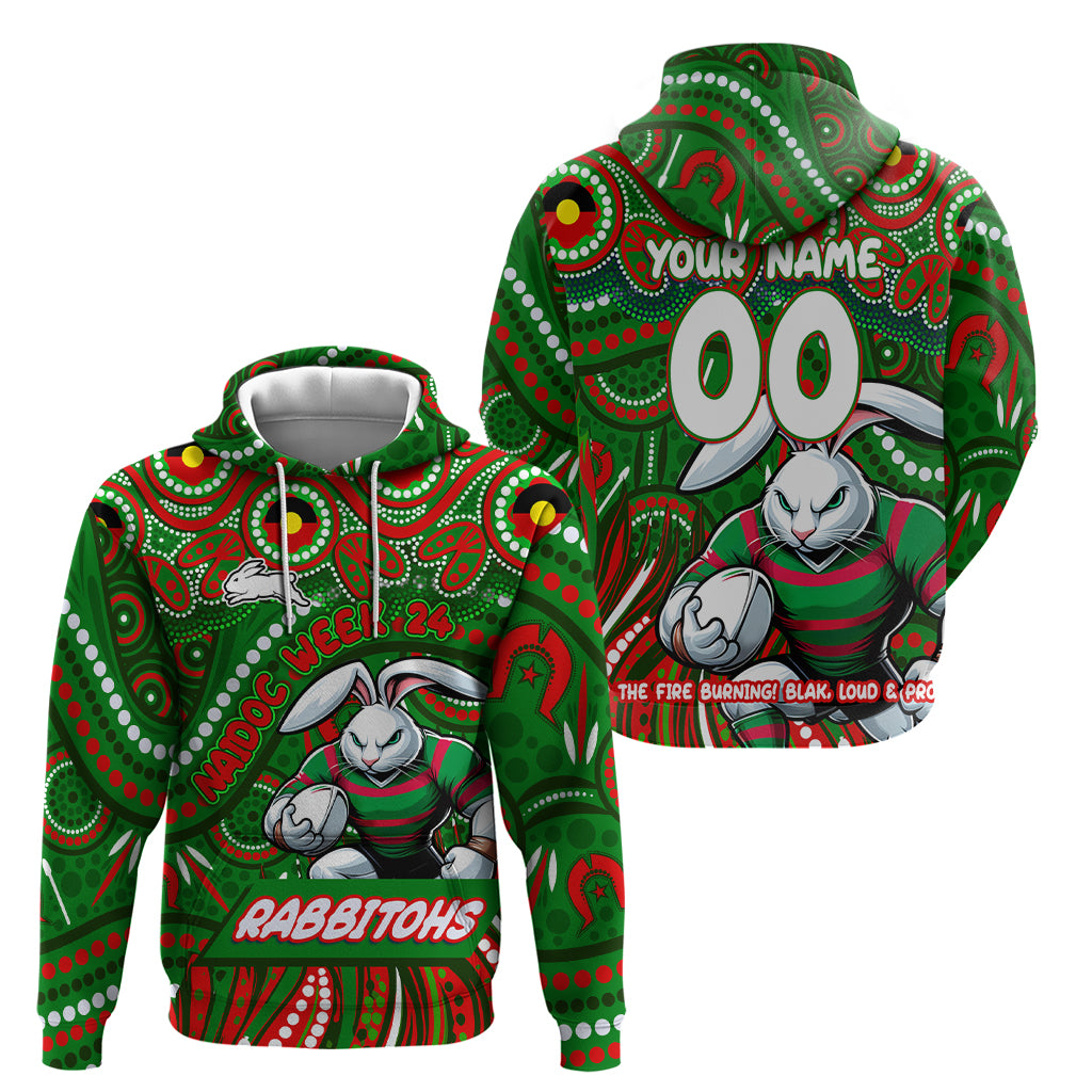 Custom Australia NAIDOC Week 2024 Hoodie Rabbitohs Mascot Keep The Fire Burning - Vibe Hoodie Shop