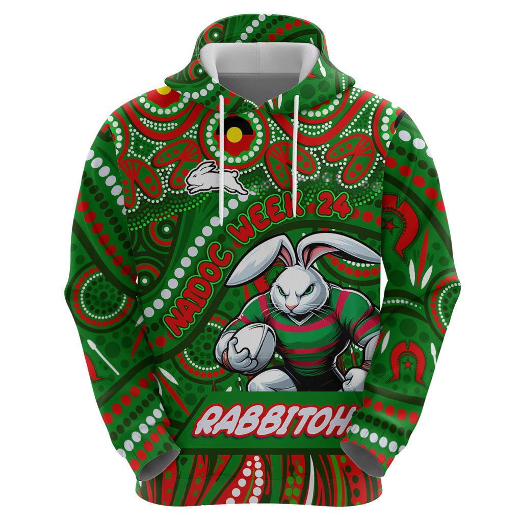 Custom Australia NAIDOC Week 2024 Hoodie Rabbitohs Mascot Keep The Fire Burning - Vibe Hoodie Shop