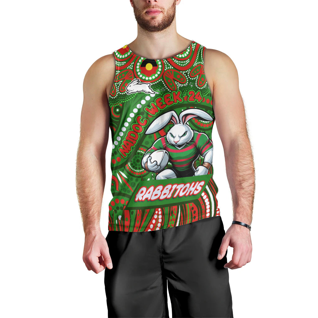Custom Australia NAIDOC Week 2024 Men Tank Top Rabbitohs Mascot Keep The Fire Burning - Vibe Hoodie Shop