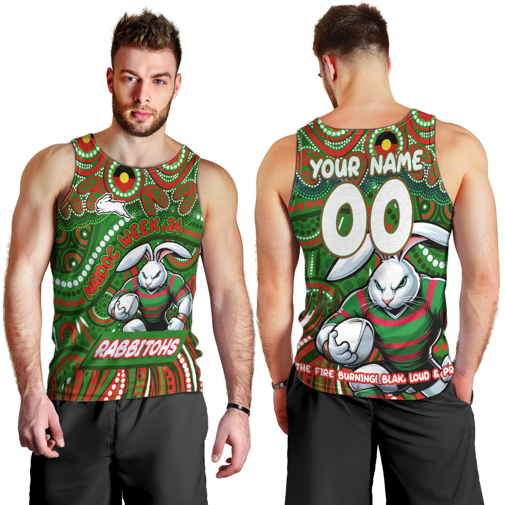 Custom Australia NAIDOC Week 2024 Men Tank Top Rabbitohs Mascot Keep The Fire Burning - Vibe Hoodie Shop