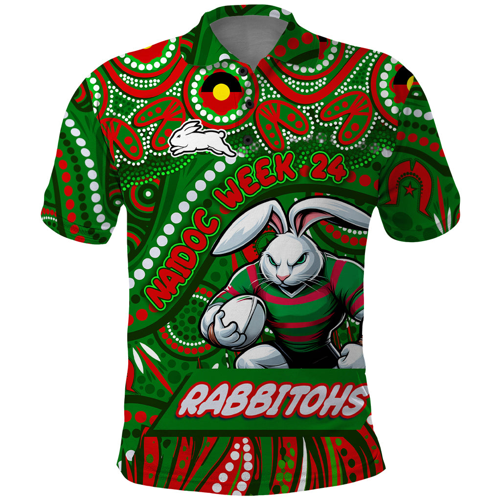Custom Australia NAIDOC Week 2024 Polo Shirt Rabbitohs Mascot Keep The Fire Burning - Vibe Hoodie Shop