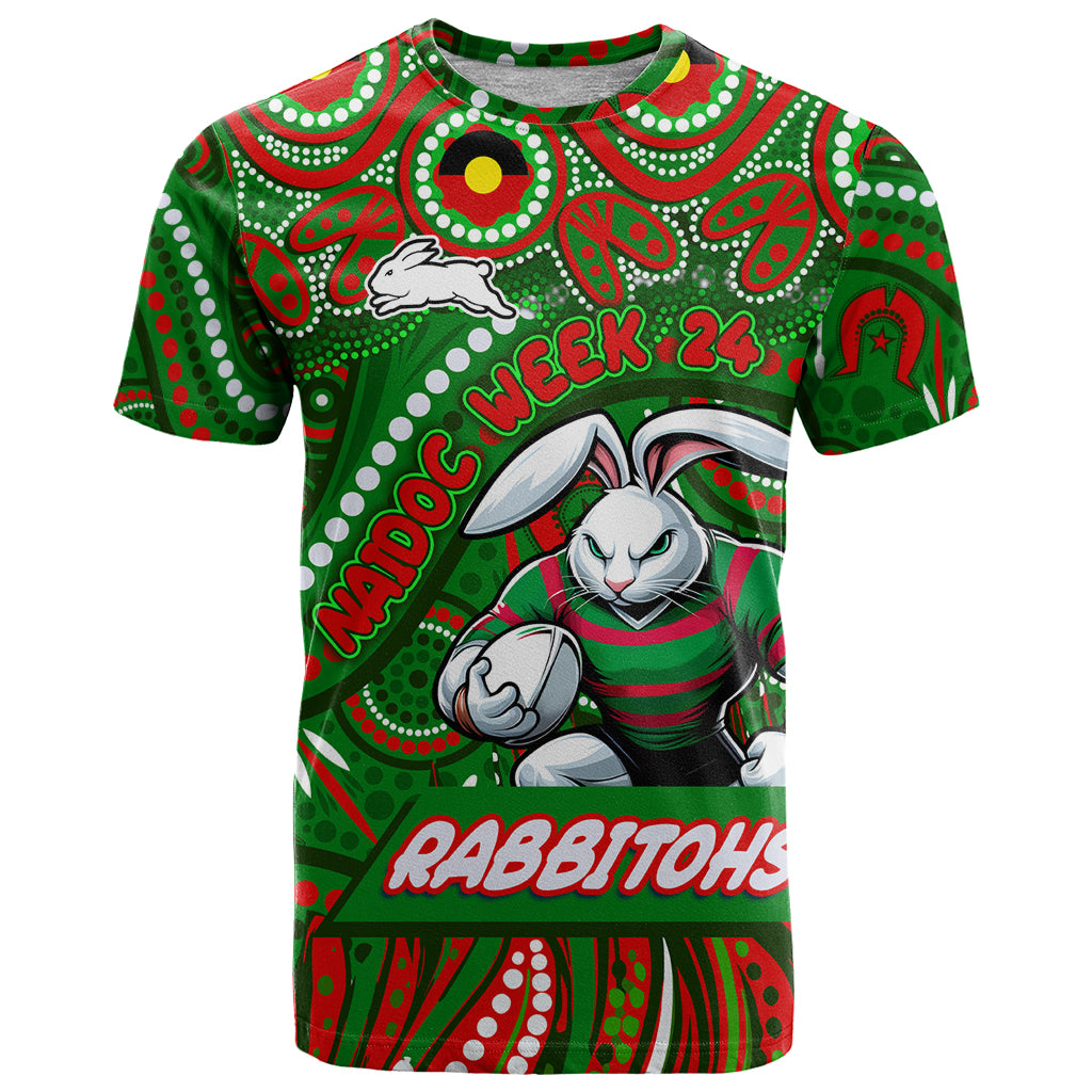 Custom Australia NAIDOC Week 2024 T Shirt Rabbitohs Mascot Keep The Fire Burning - Vibe Hoodie Shop