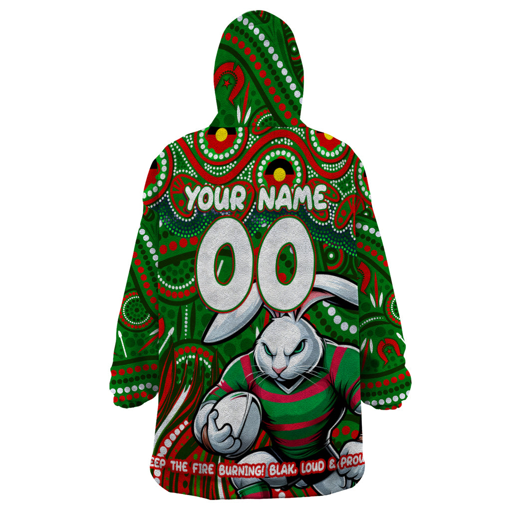 Custom Australia NAIDOC Week 2024 Wearable Blanket Hoodie Rabbitohs Mascot Keep The Fire Burning - Vibe Hoodie Shop