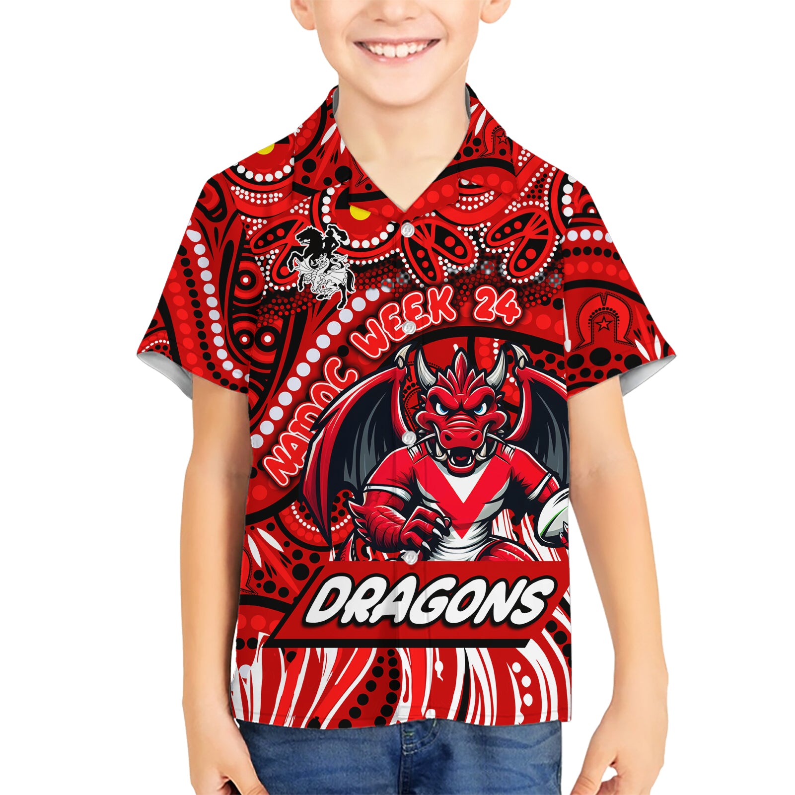 Custom Australia NAIDOC Week 2024 Hawaiian Shirt Dragons Mascot Keep The Fire Burning - Vibe Hoodie Shop