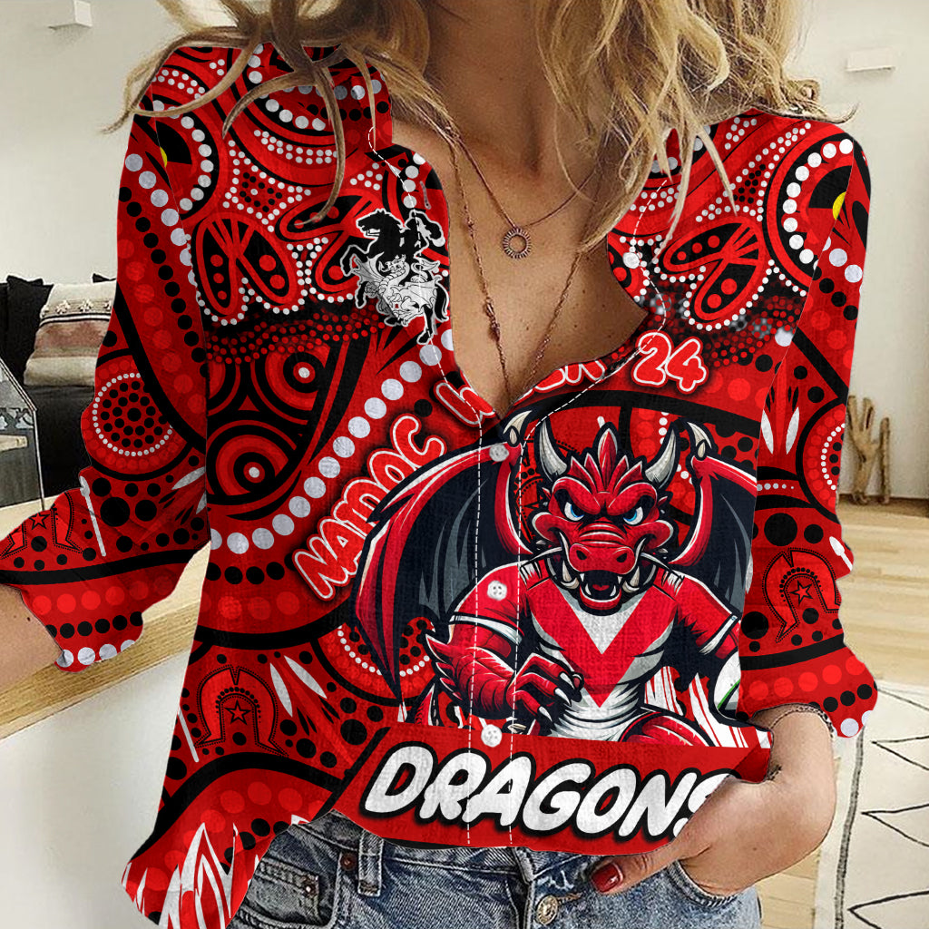 Custom Australia NAIDOC Week 2024 Women Casual Shirt Dragons Mascot Keep The Fire Burning - Vibe Hoodie Shop