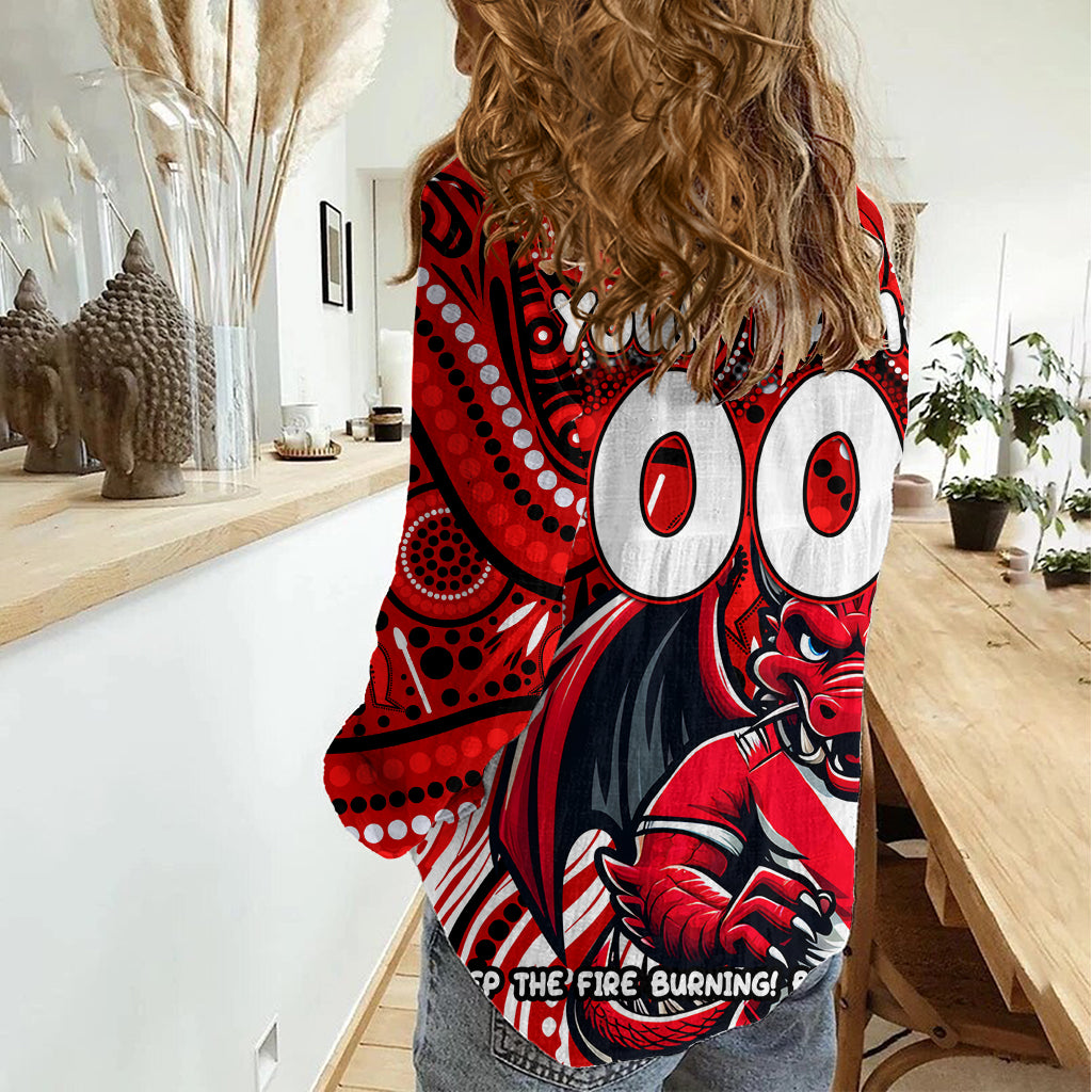Custom Australia NAIDOC Week 2024 Women Casual Shirt Dragons Mascot Keep The Fire Burning - Vibe Hoodie Shop
