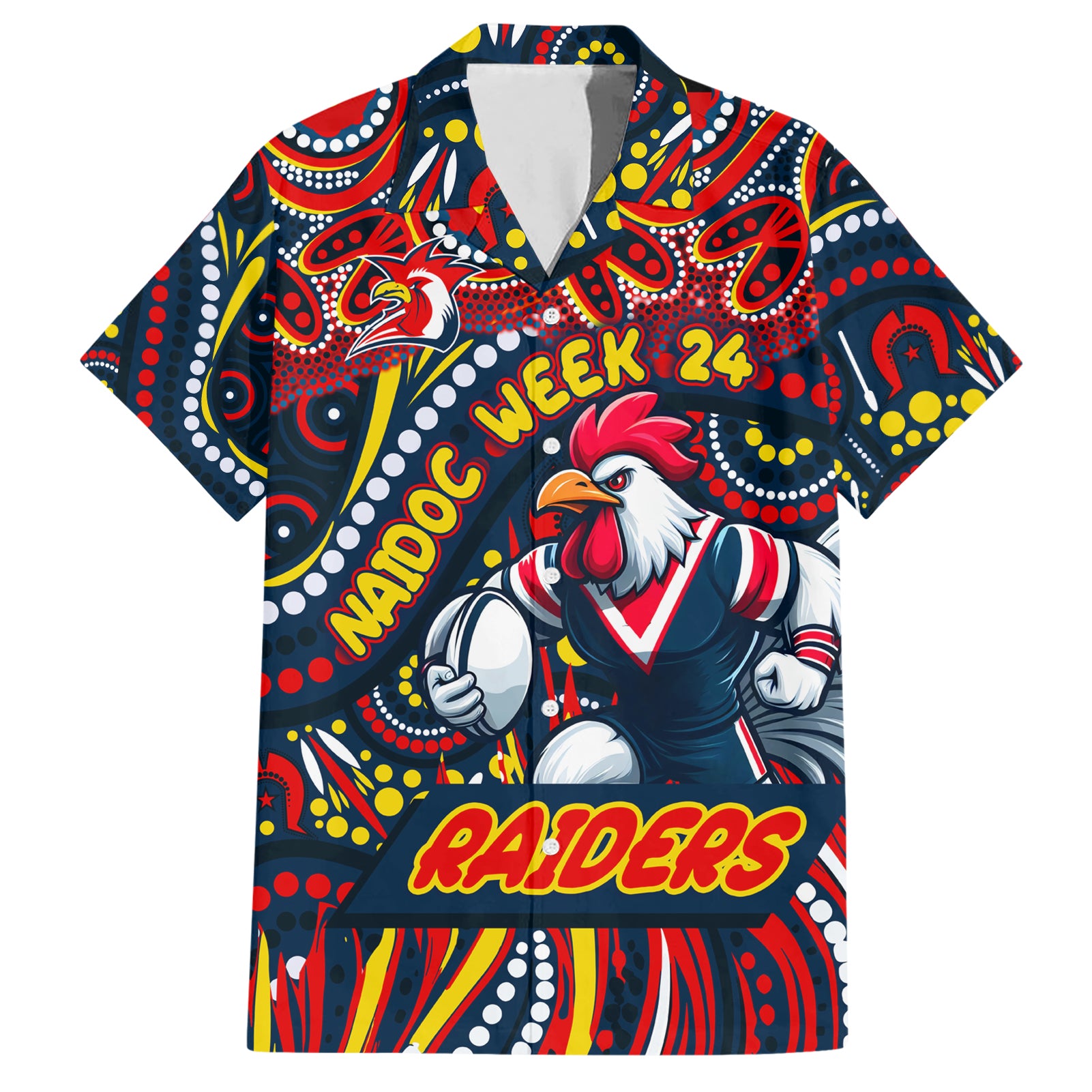 Custom Australia NAIDOC Week 2024 Hawaiian Shirt Sydney Roosters Mascot Keep The Fire Burning - Vibe Hoodie Shop