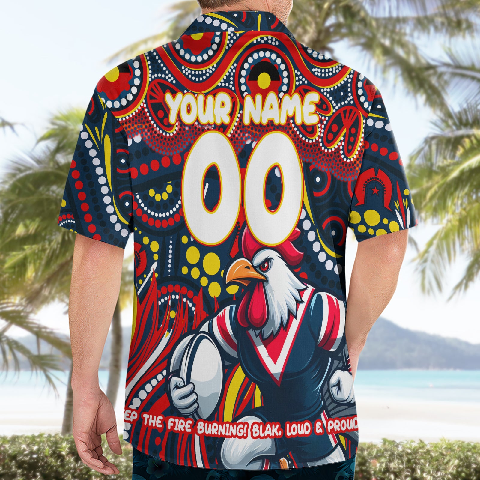 Custom Australia NAIDOC Week 2024 Hawaiian Shirt Sydney Roosters Mascot Keep The Fire Burning - Vibe Hoodie Shop