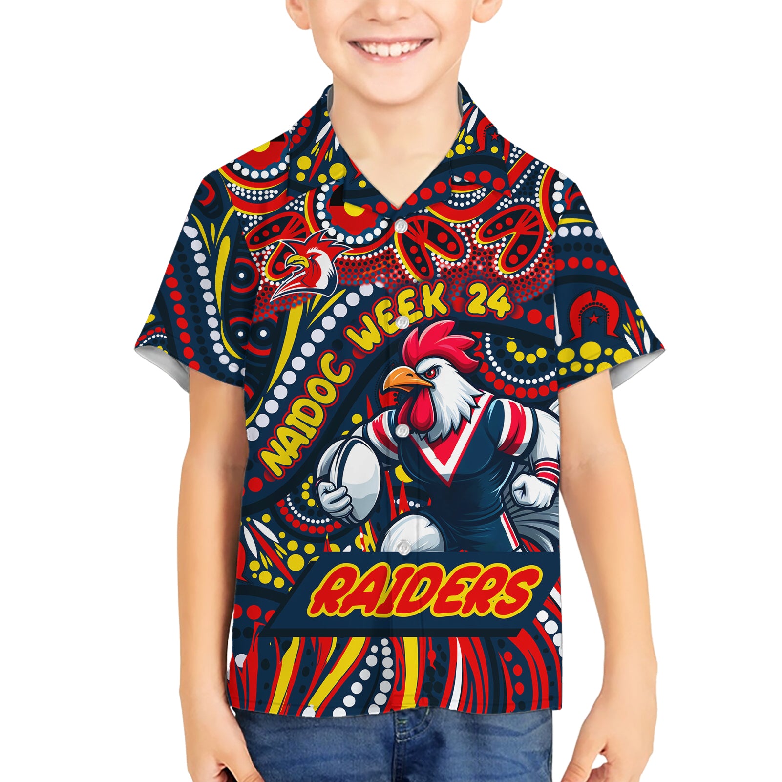 Custom Australia NAIDOC Week 2024 Hawaiian Shirt Sydney Roosters Mascot Keep The Fire Burning - Vibe Hoodie Shop