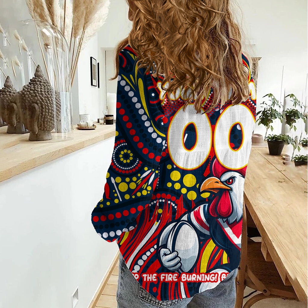 Custom Australia NAIDOC Week 2024 Women Casual Shirt Sydney Roosters Mascot Keep The Fire Burning - Vibe Hoodie Shop
