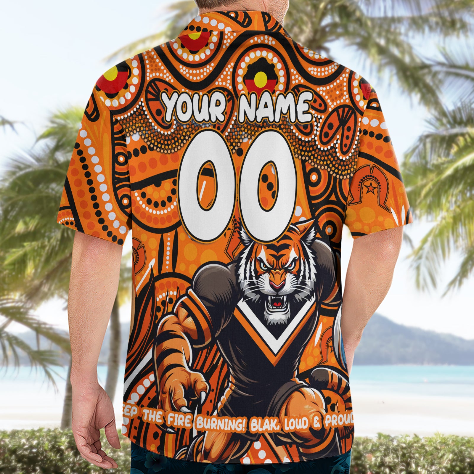 Custom Australia NAIDOC Week 2024 Hawaiian Shirt Wests Tigers Mascot Keep The Fire Burning - Vibe Hoodie Shop