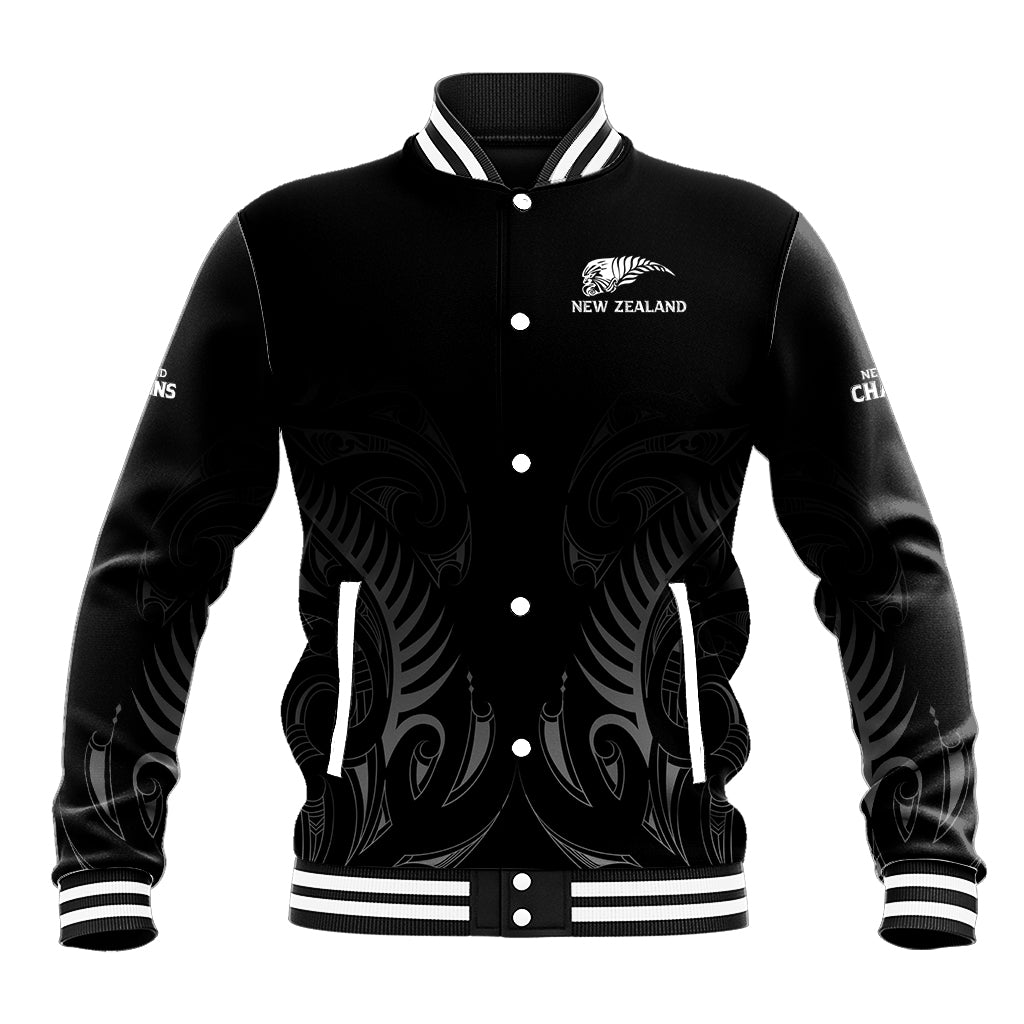 New Zealand Baseball Jacket Rugby 2023 Champions Black - Vibe Hoodie Shop