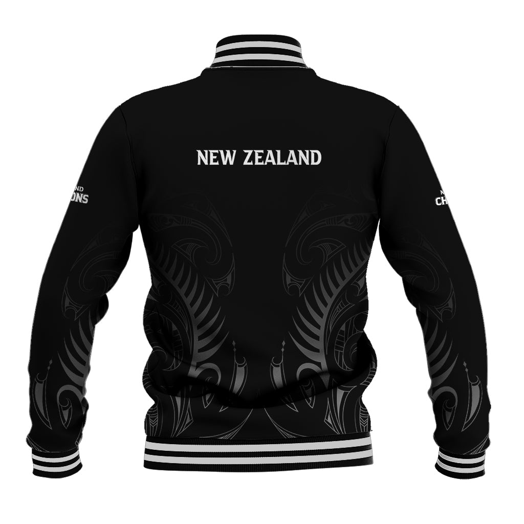 New Zealand Baseball Jacket Rugby 2023 Champions Black - Vibe Hoodie Shop