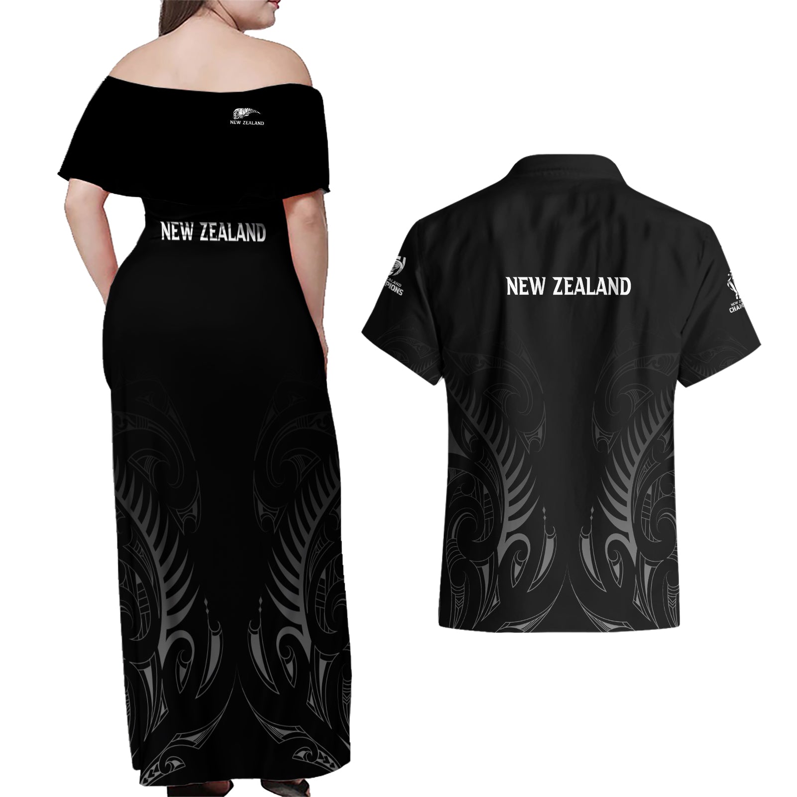 new-zealand-couples-matching-off-shoulder-maxi-dress-and-hawaiian-shirt-rugby-2023-champions-black