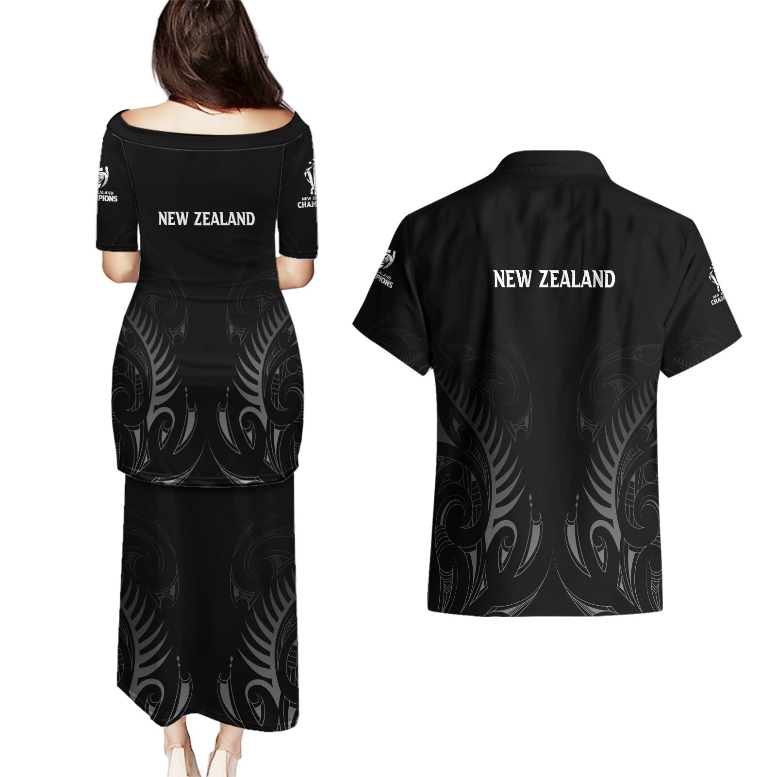 new-zealand-couples-matching-puletasi-dress-and-hawaiian-shirt-rugby-2023-champions-black