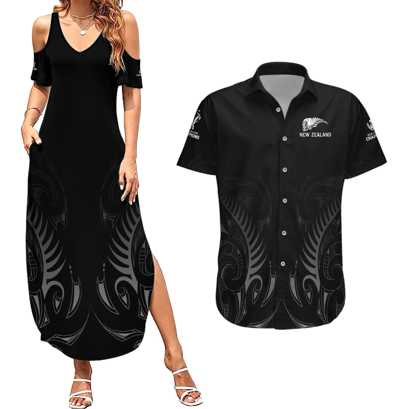 new-zealand-couples-matching-summer-maxi-dress-and-hawaiian-shirt-rugby-2023-champions-black