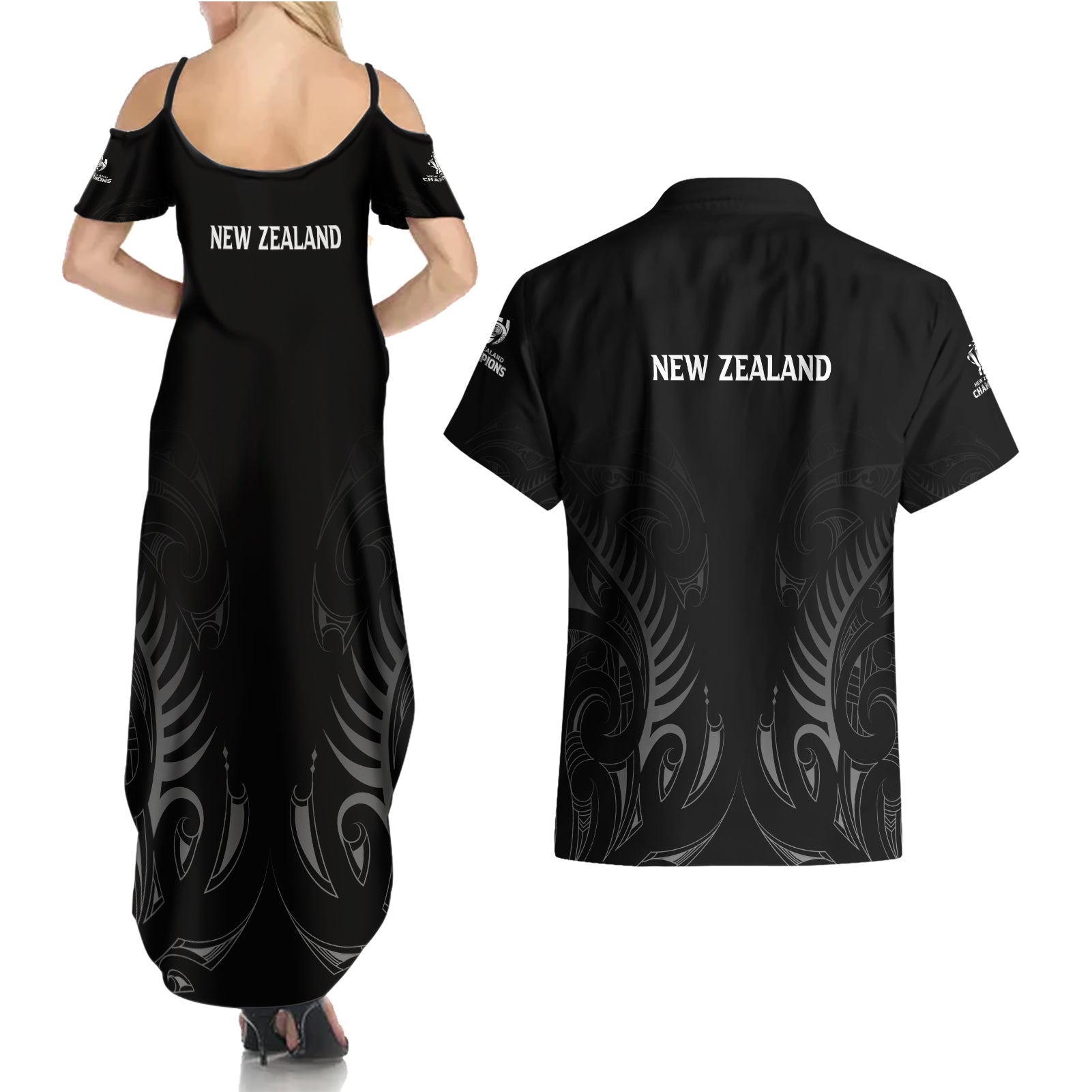 new-zealand-couples-matching-summer-maxi-dress-and-hawaiian-shirt-rugby-2023-champions-black